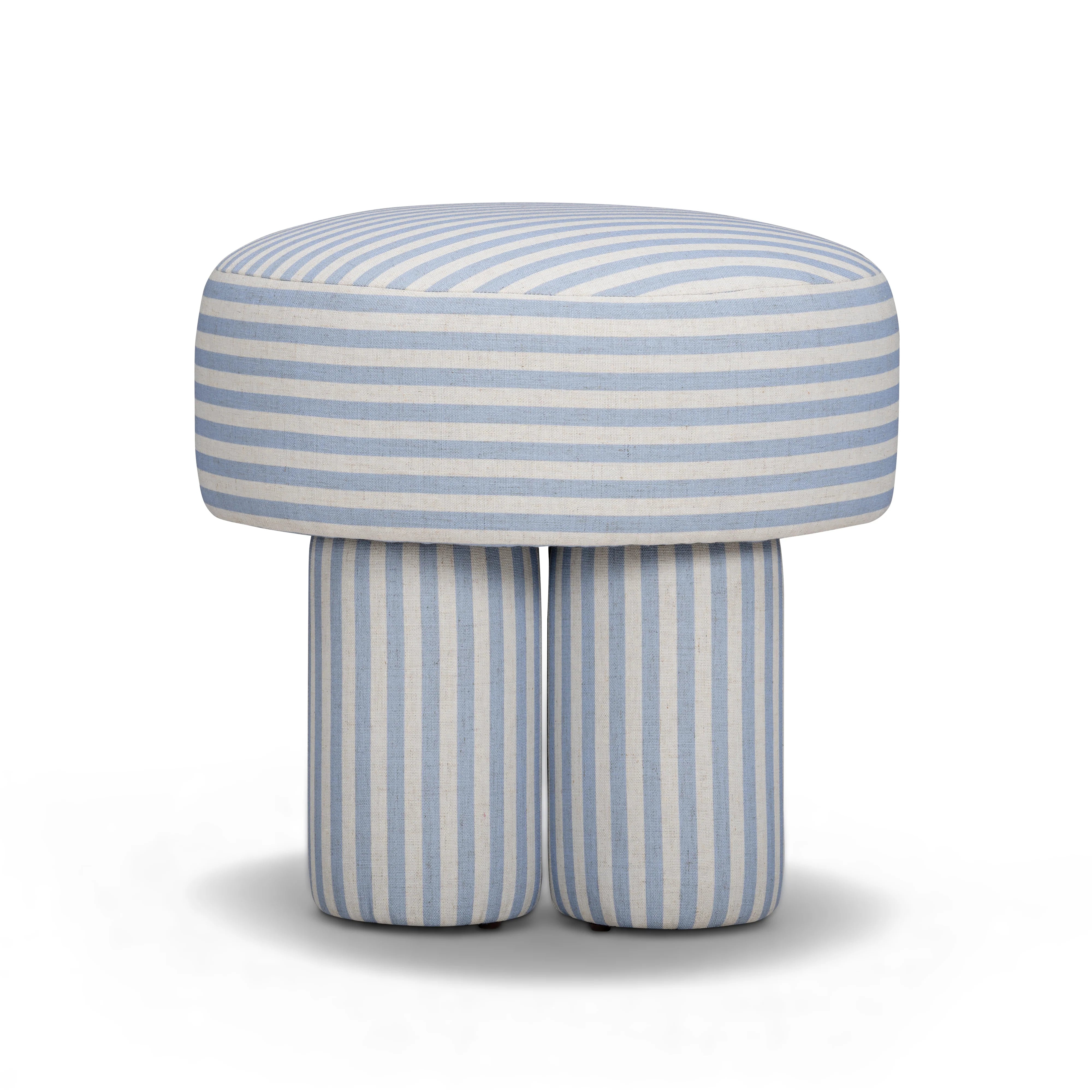 Masha Striped Performance Linen Accent Stool