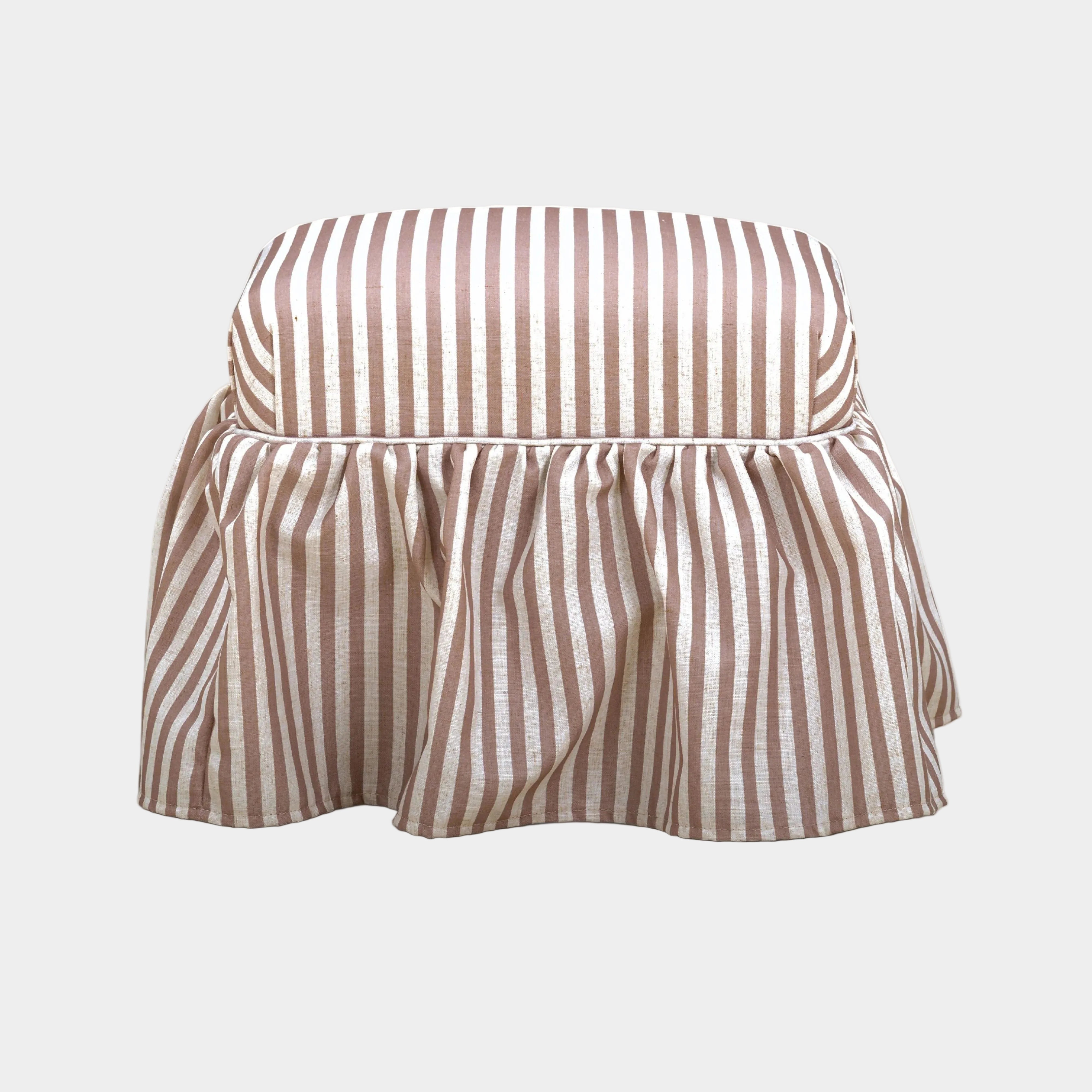 Gertrude Striped Performance Linen Skirted Ottoman