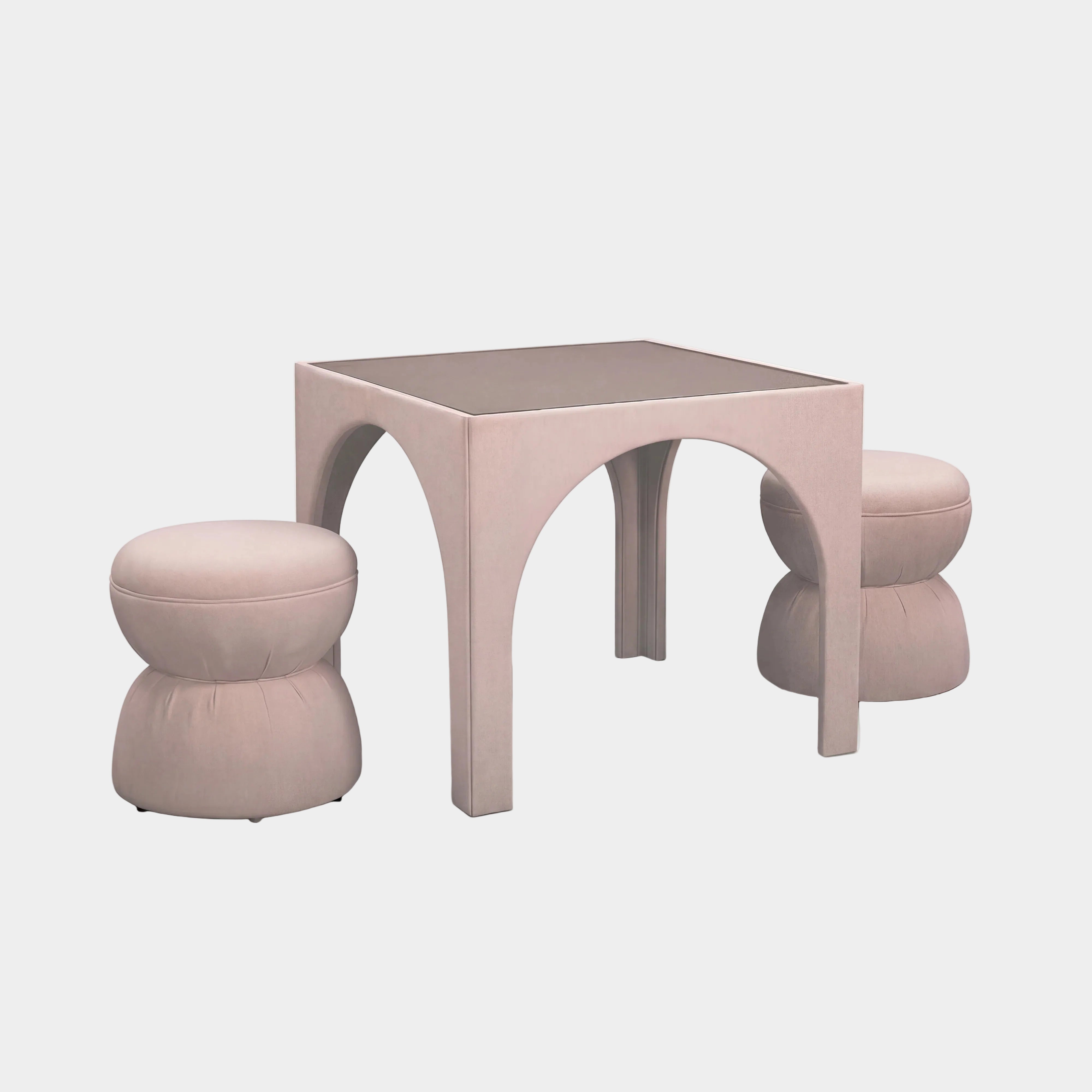 Tomlin Performance Chenille Game Table and Two Ottomans Set