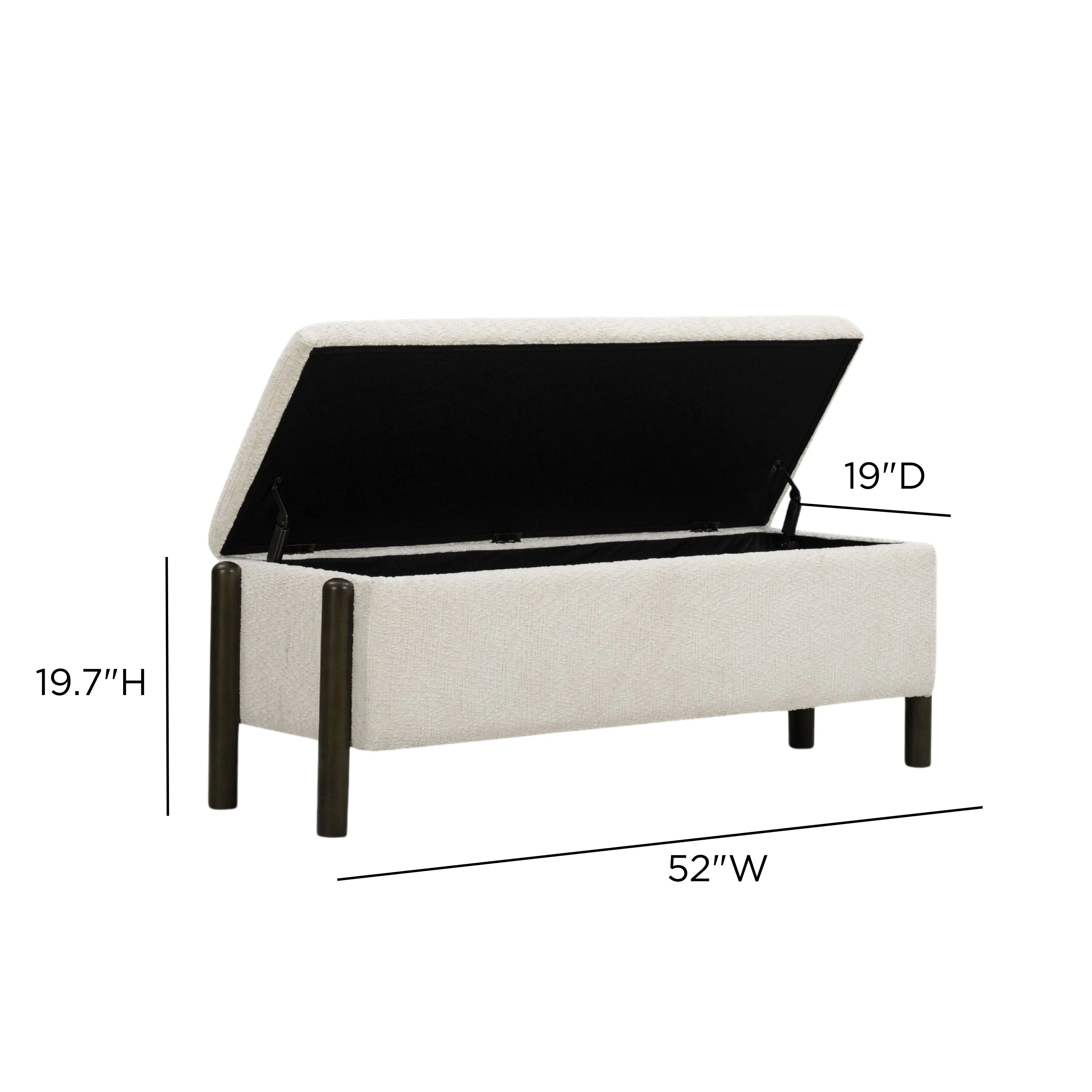 Abby 52" Nubby Fabric Storage Bench