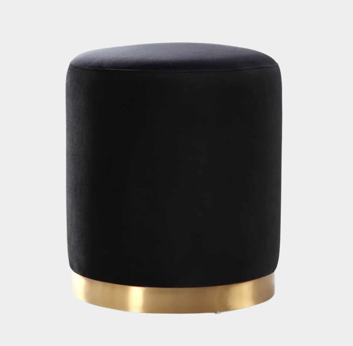 Opal Cream Velvet Ottoman with Gold Base