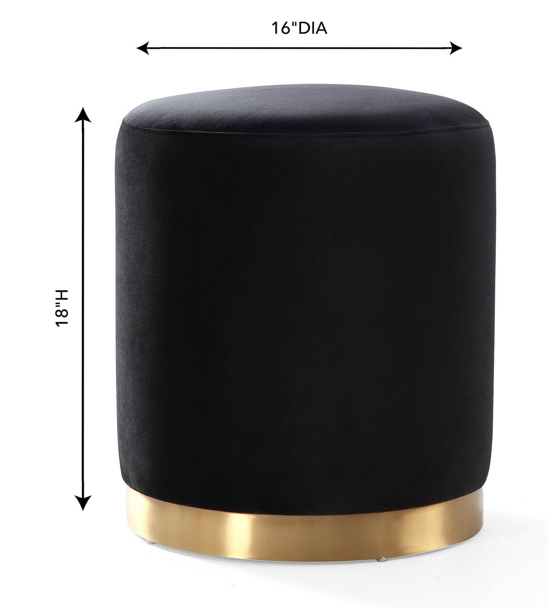 Opal Cream Velvet Ottoman with Gold Base