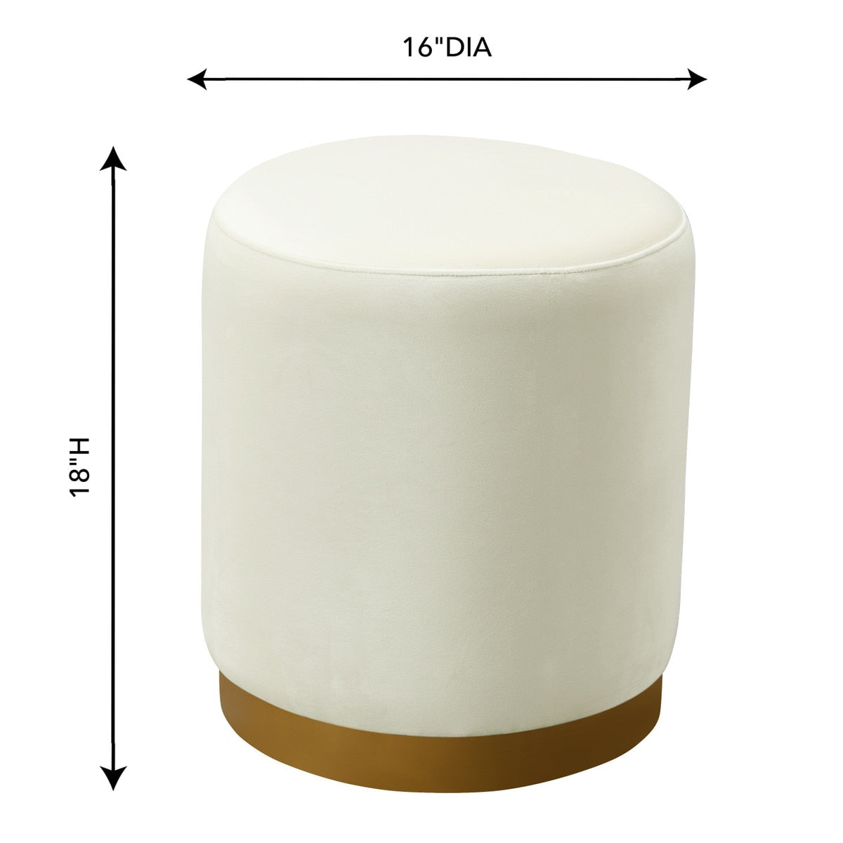 Opal Cream Velvet Ottoman with Gold Base