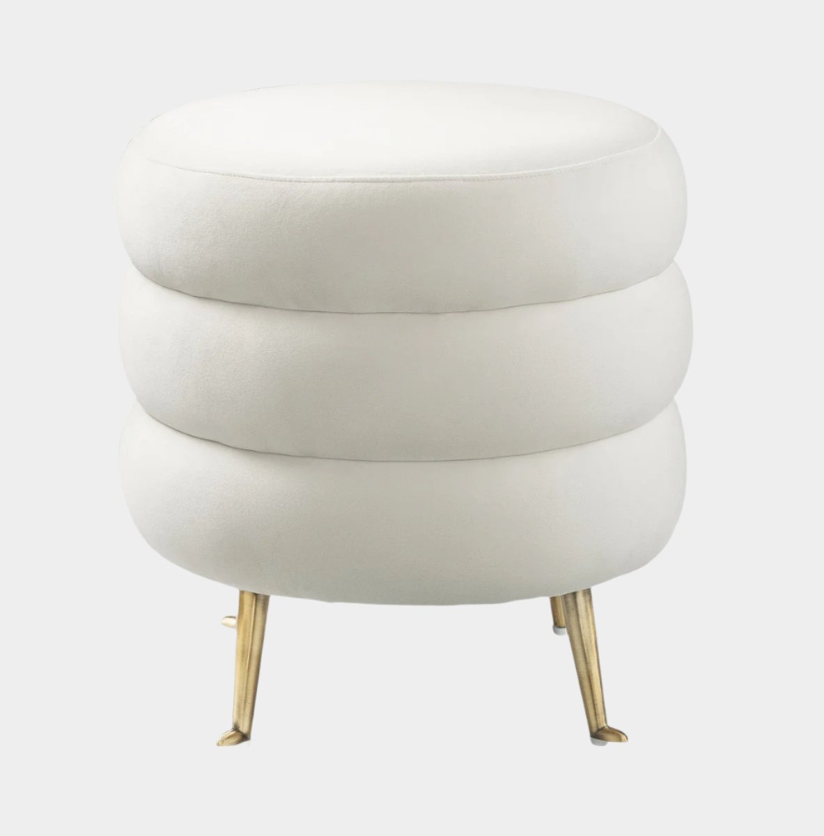 Ladder Cream Velvet Ottoman