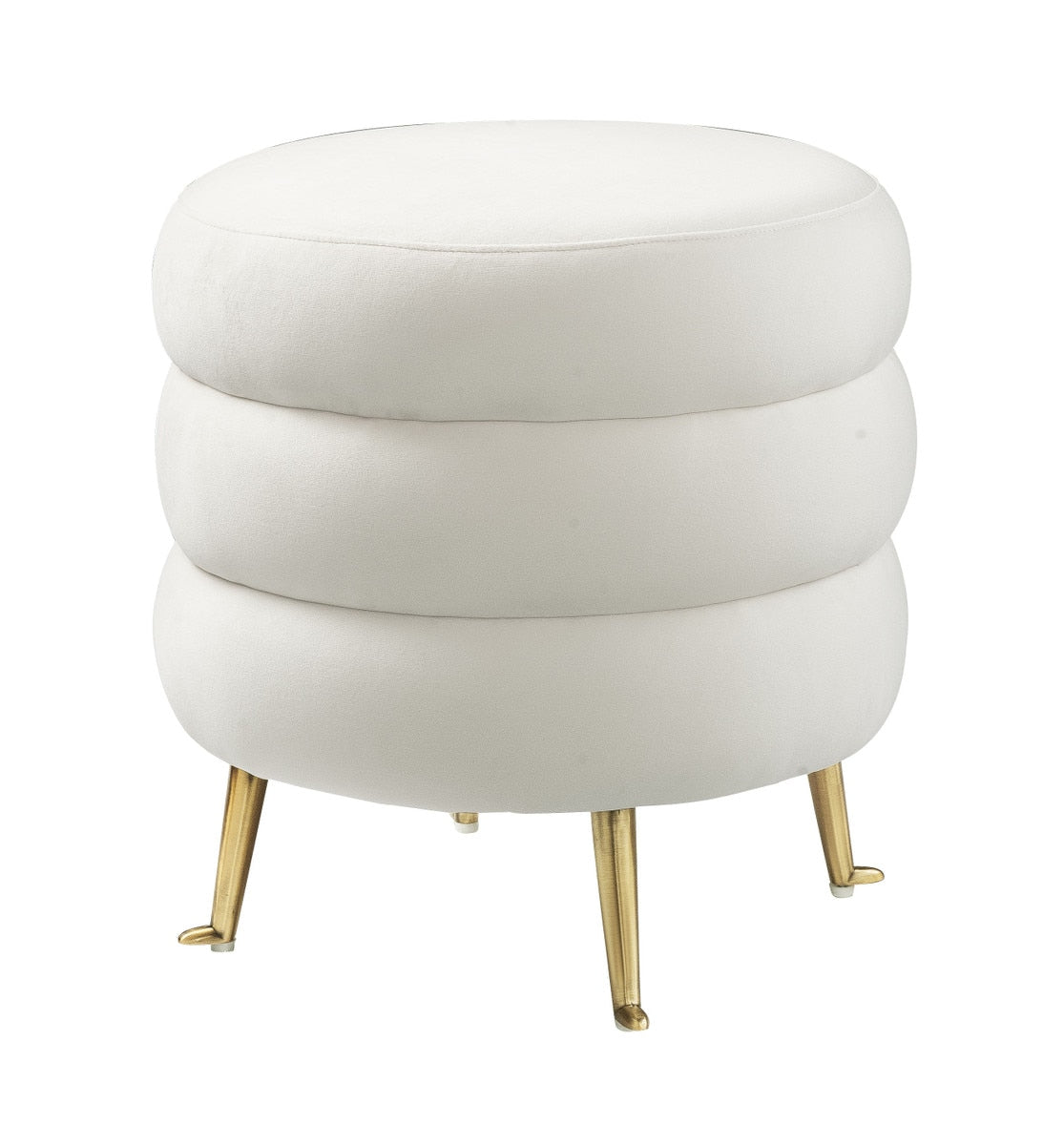 Ladder Cream Velvet Ottoman