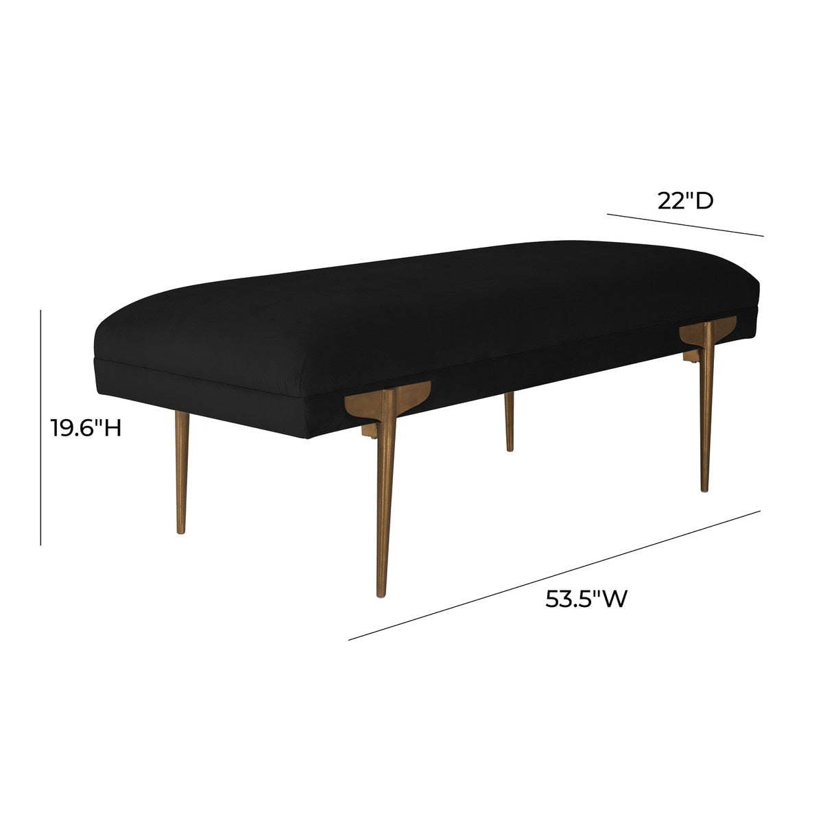 Brno Black Velvet Bench