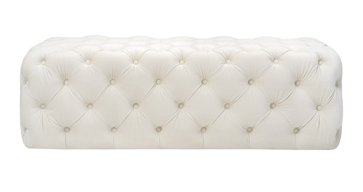 Kaylee Cream Velvet Ottoman