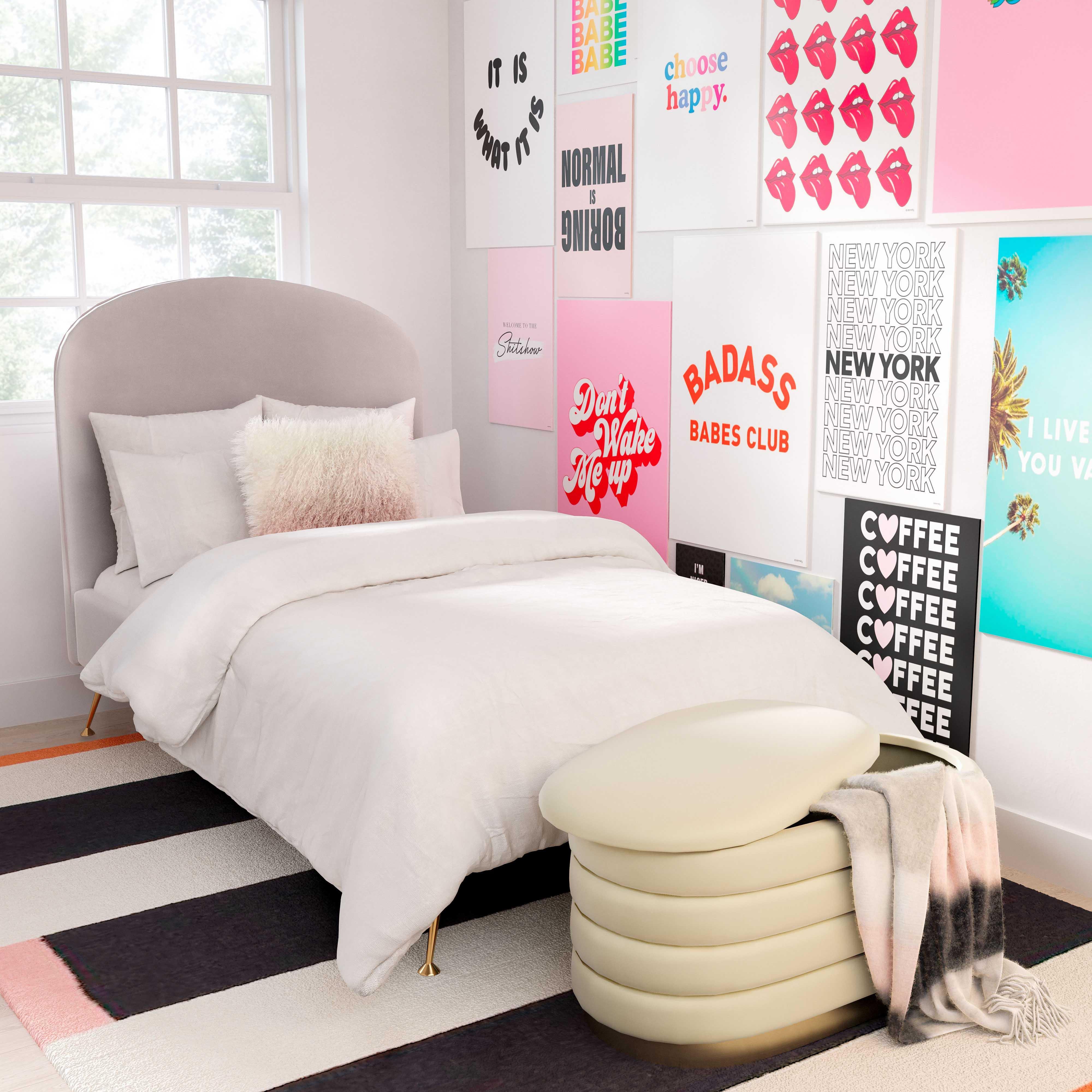 Banc de rangement en velours Lillian