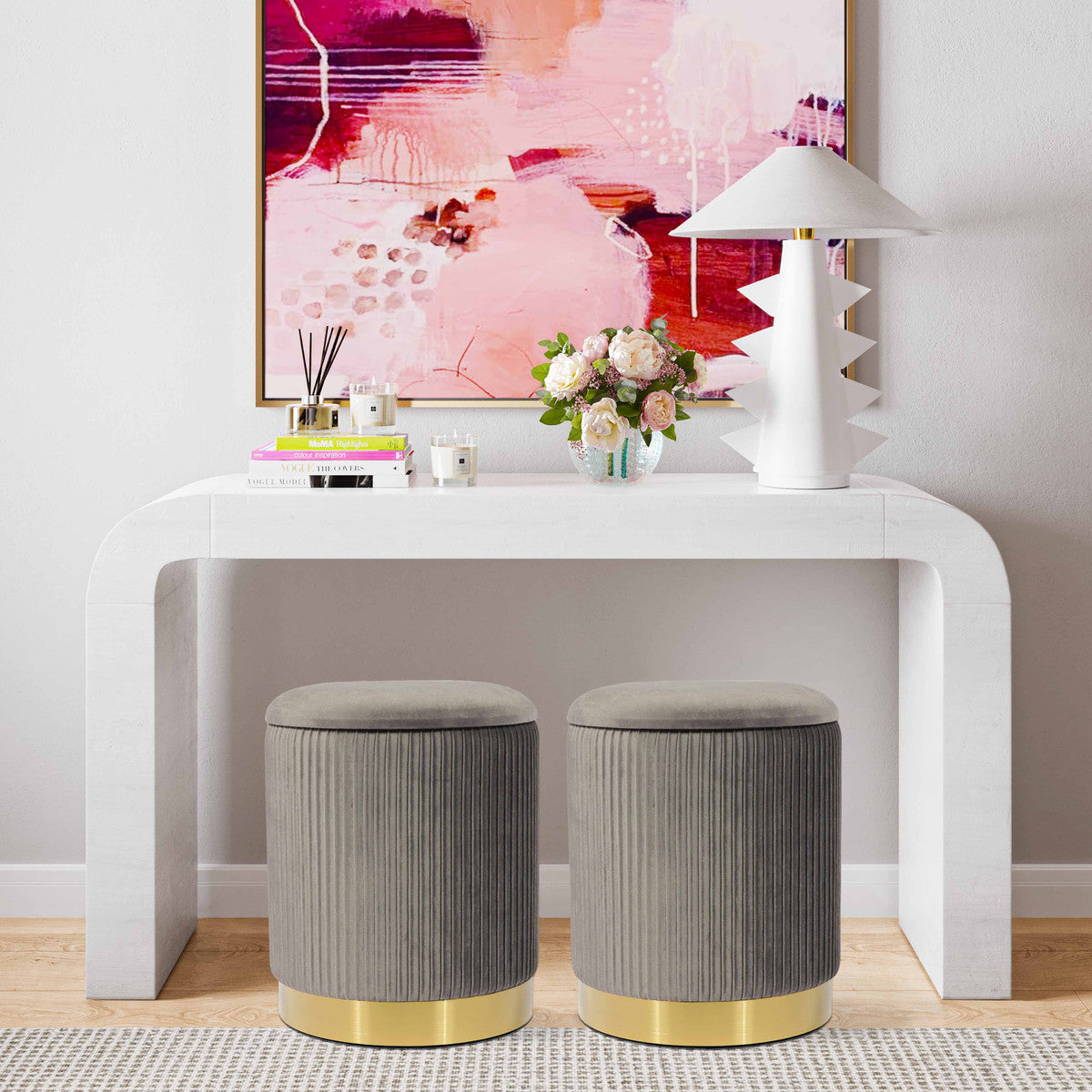 Zoe Velvet Storage Ottoman