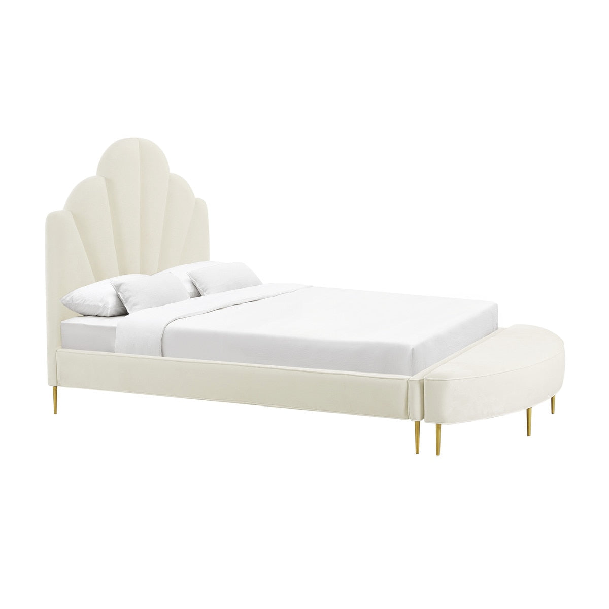 Bianca Cream Velvet Bench