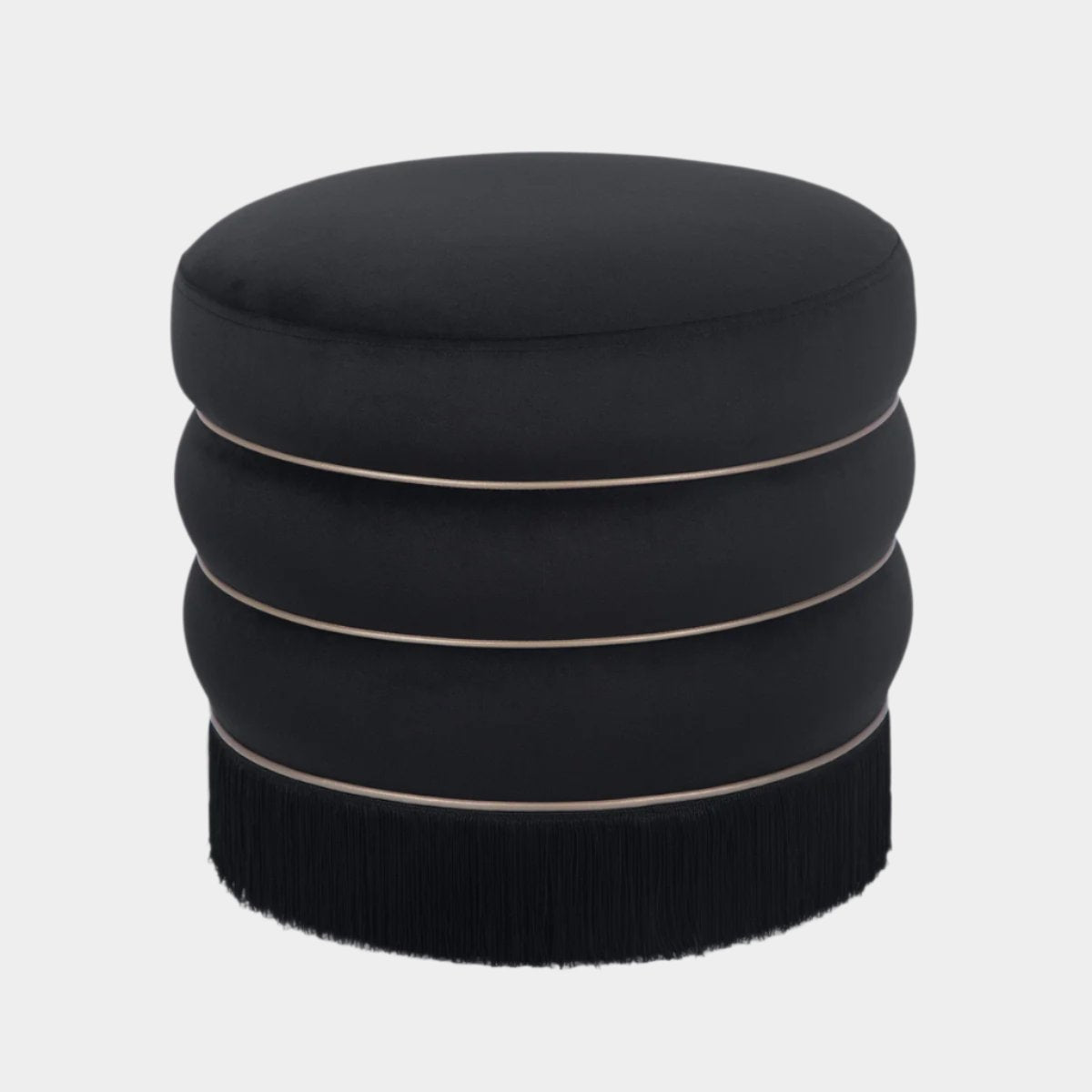 Lakka Black Velvet Ottoman