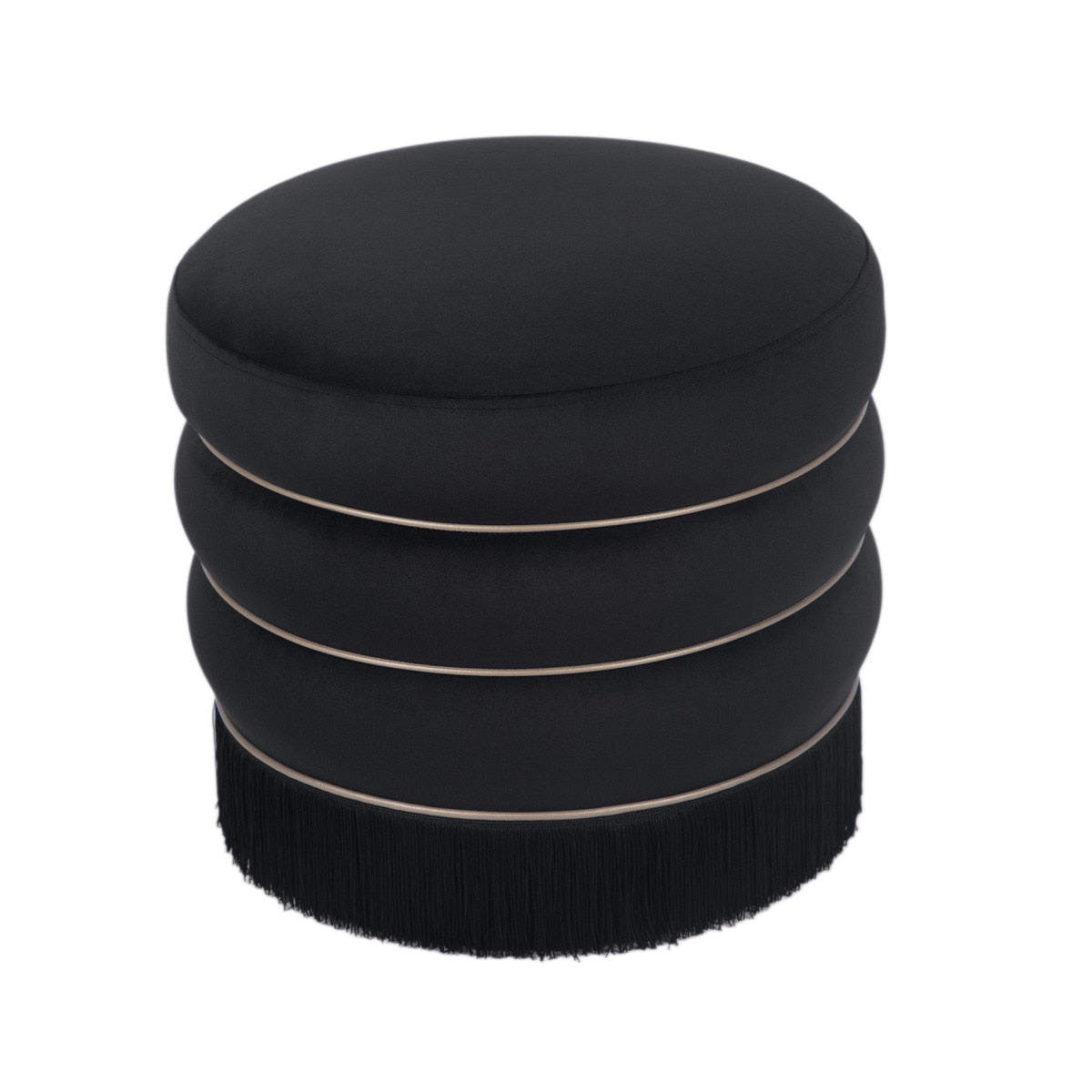 Lakka Black Velvet Ottoman