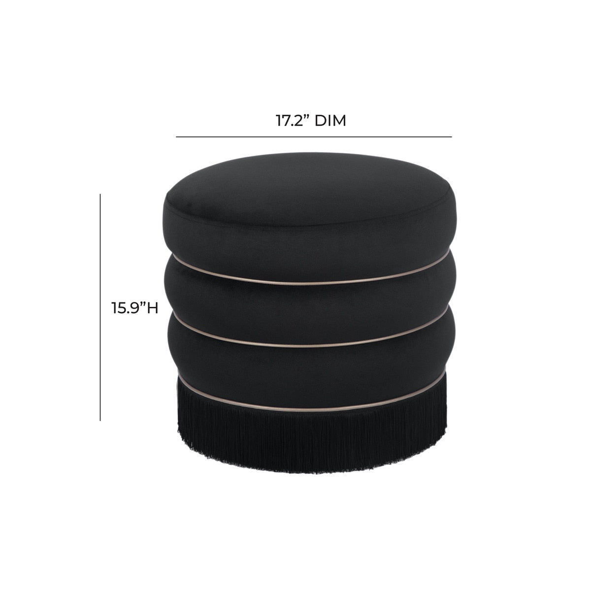 Lakka Black Velvet Ottoman