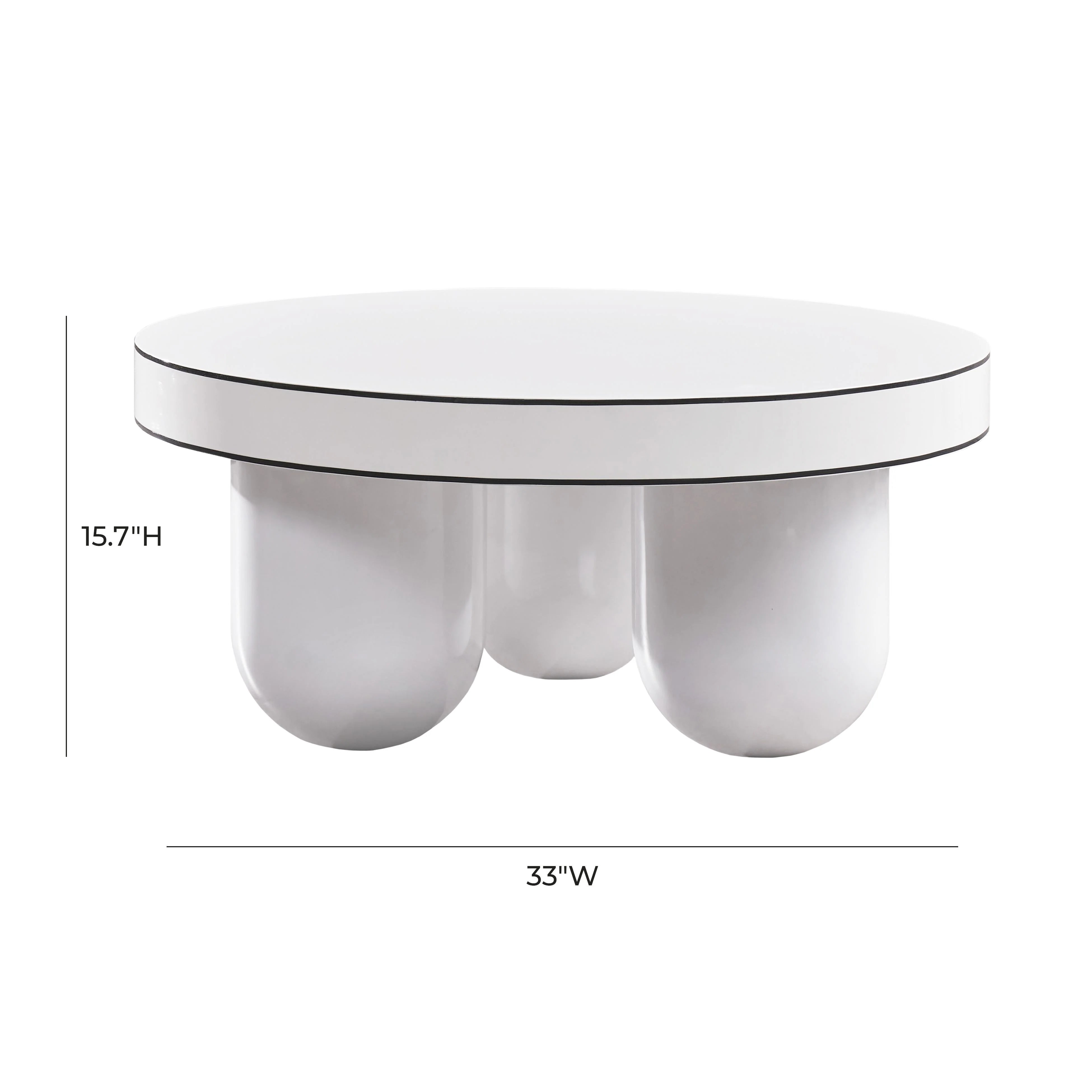 Jasper 33" White Glossy Round Coffee Table