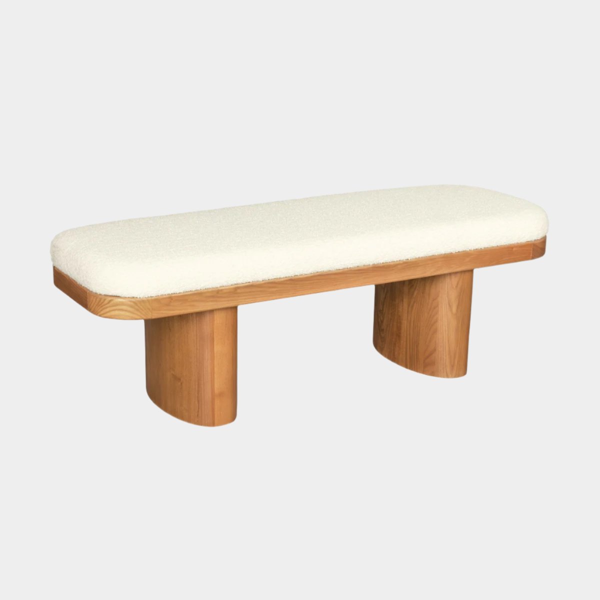 Ollie White Performance Boucle Wooden Bench