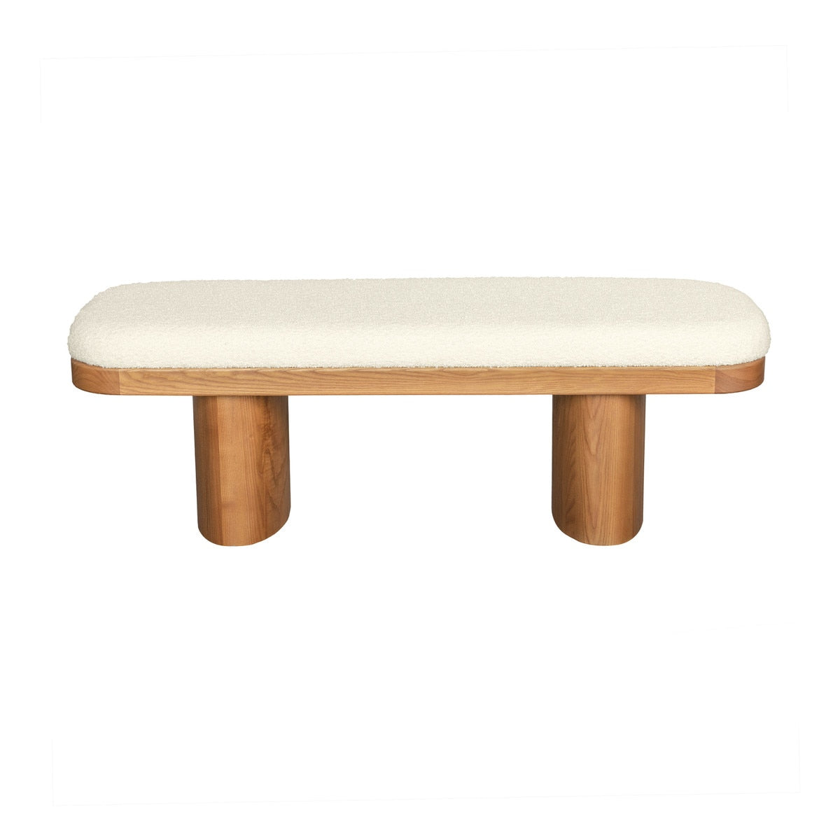 Ollie White Performance Boucle Wooden Bench