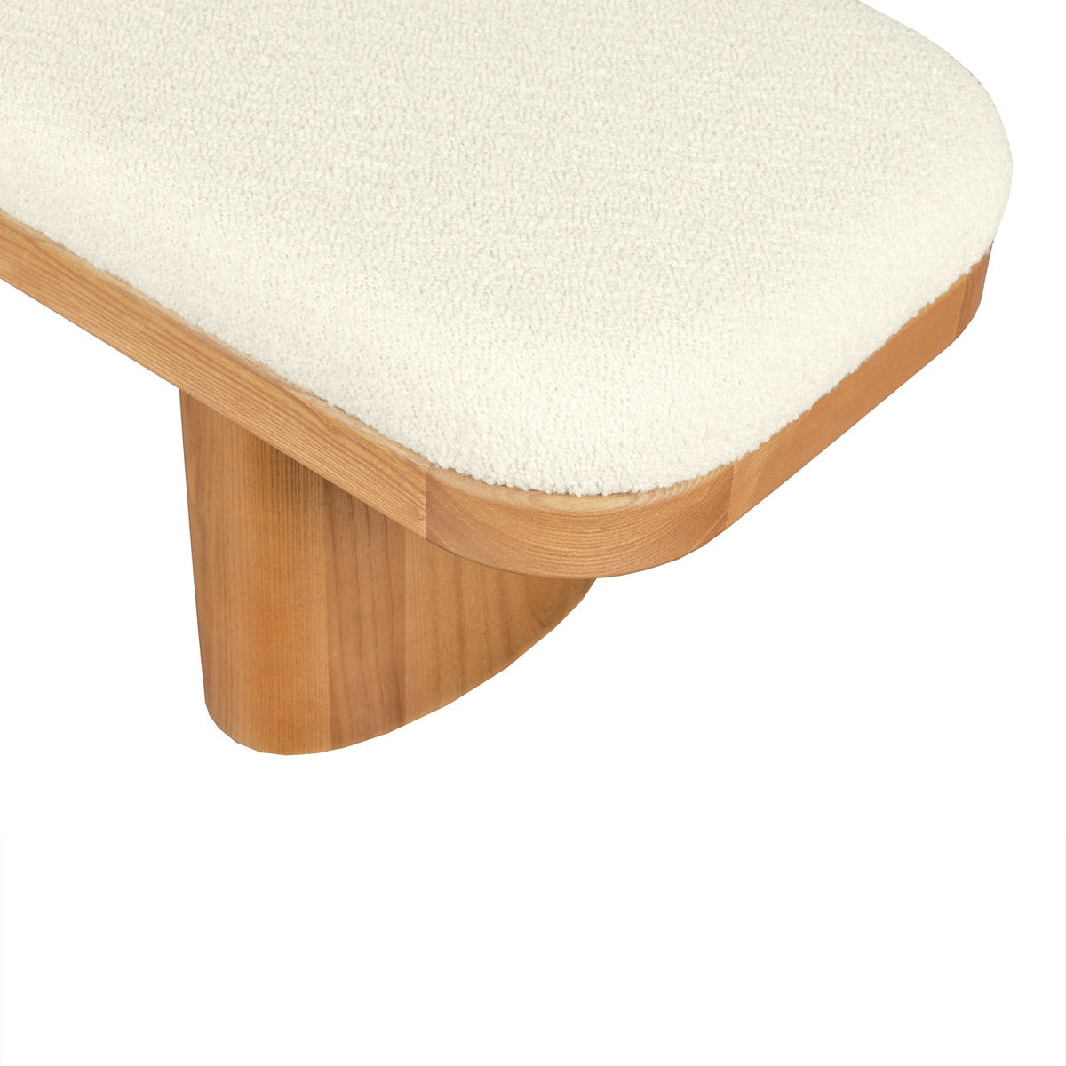 Ollie White Performance Boucle Wooden Bench