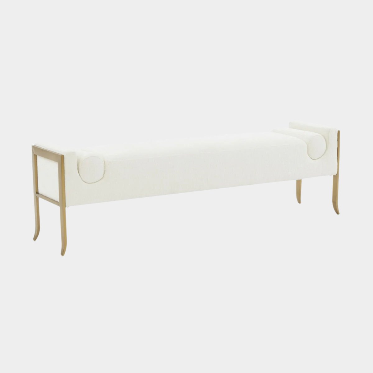 Ines Cream Textured Velvet Bench