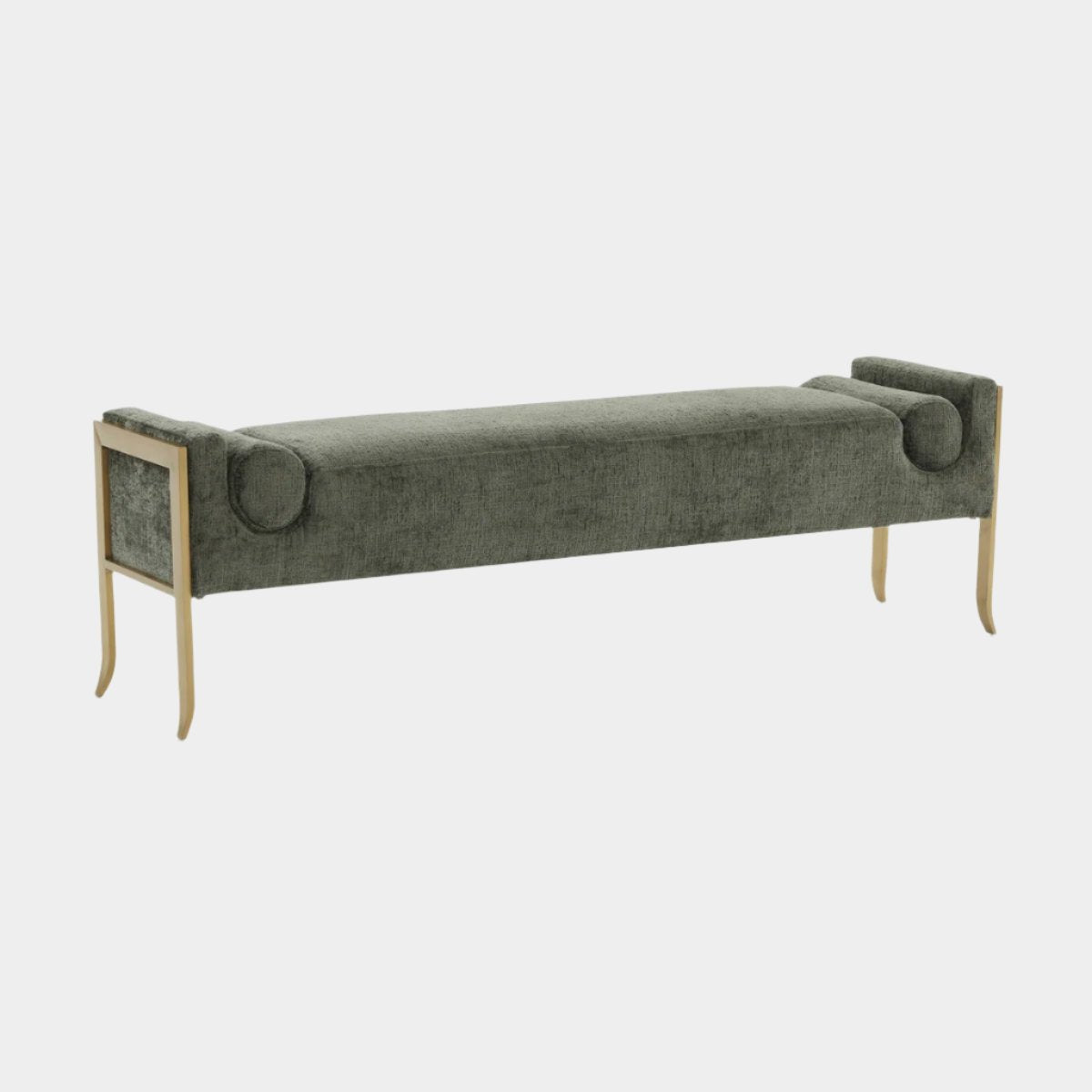 Ines Green Textured Velvet Bench