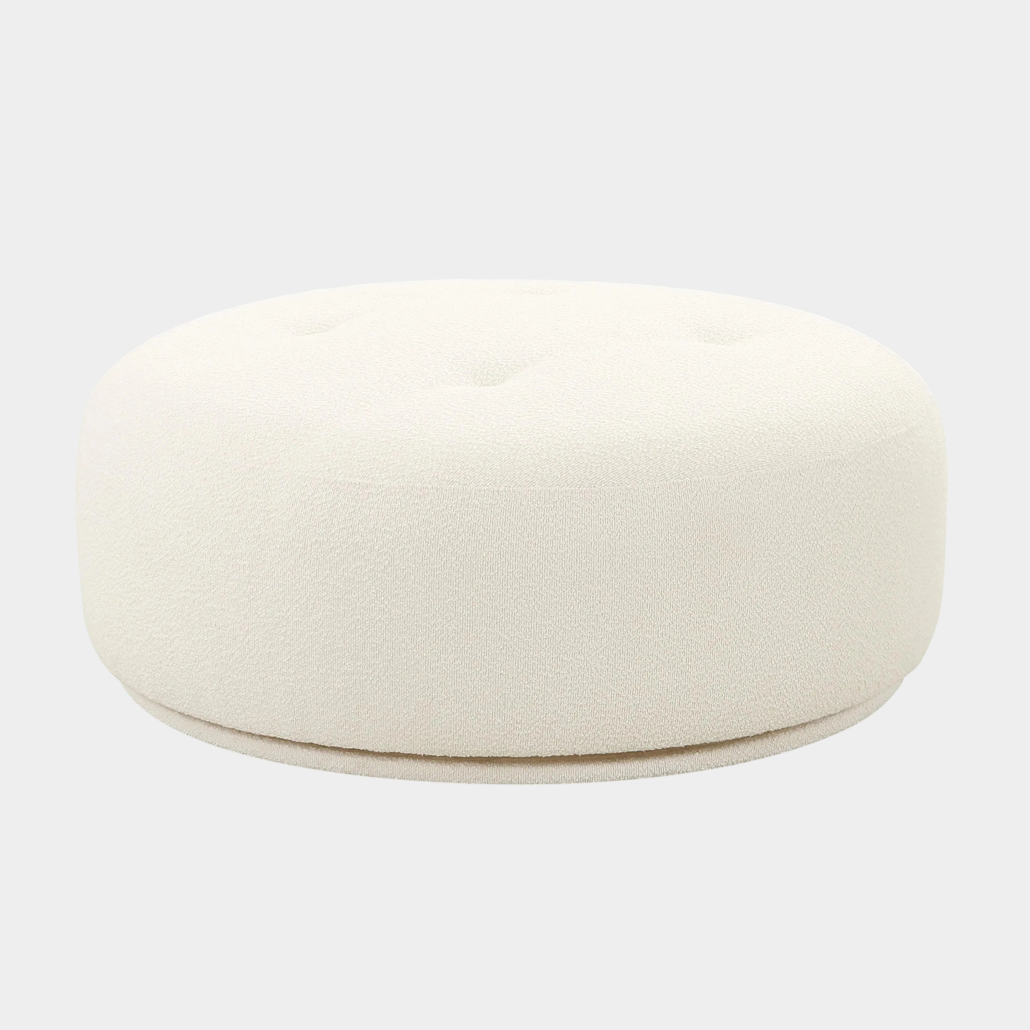 Fickle Cream Performance Boucle Swivel Ottoman