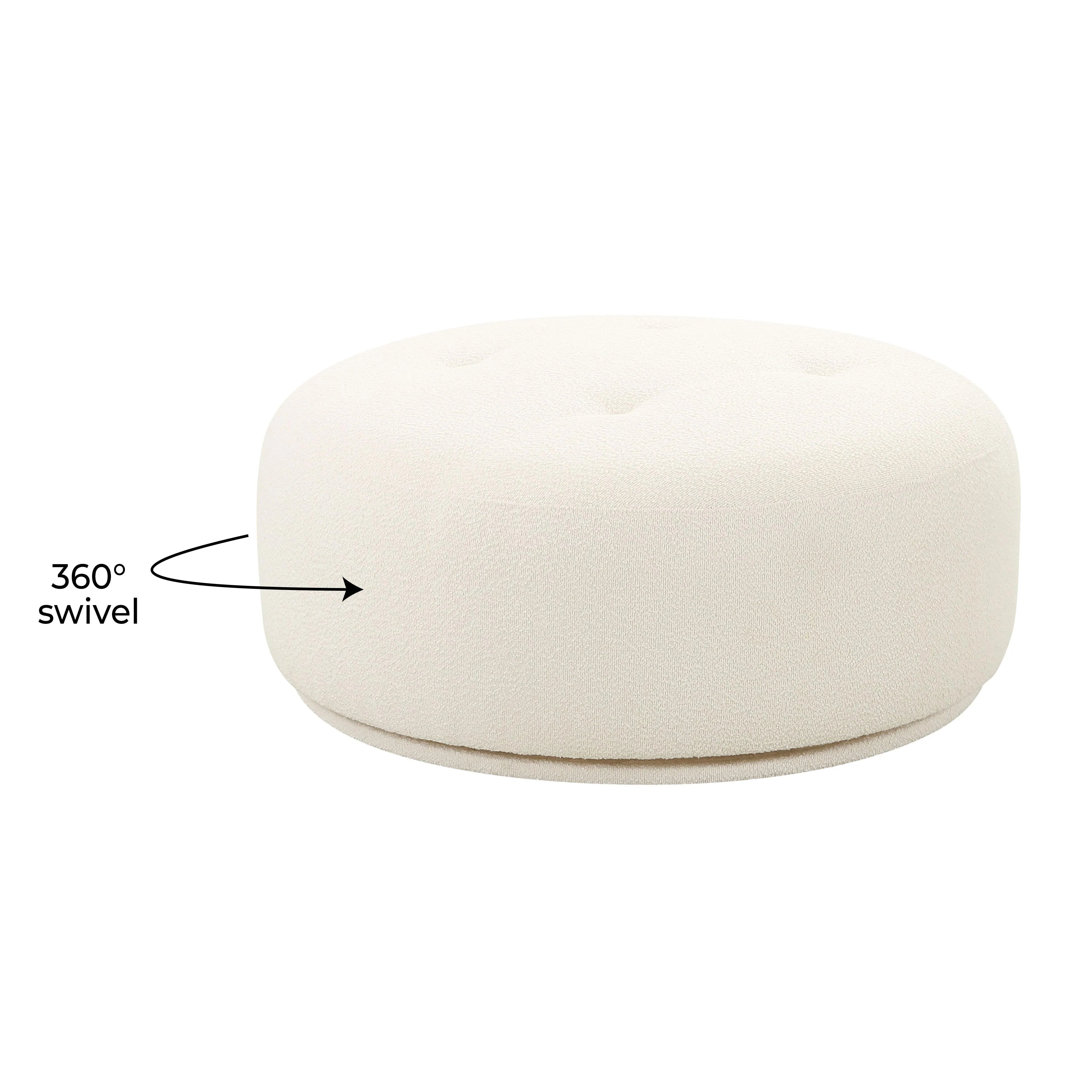 Fickle Cream Performance Boucle Swivel Ottoman