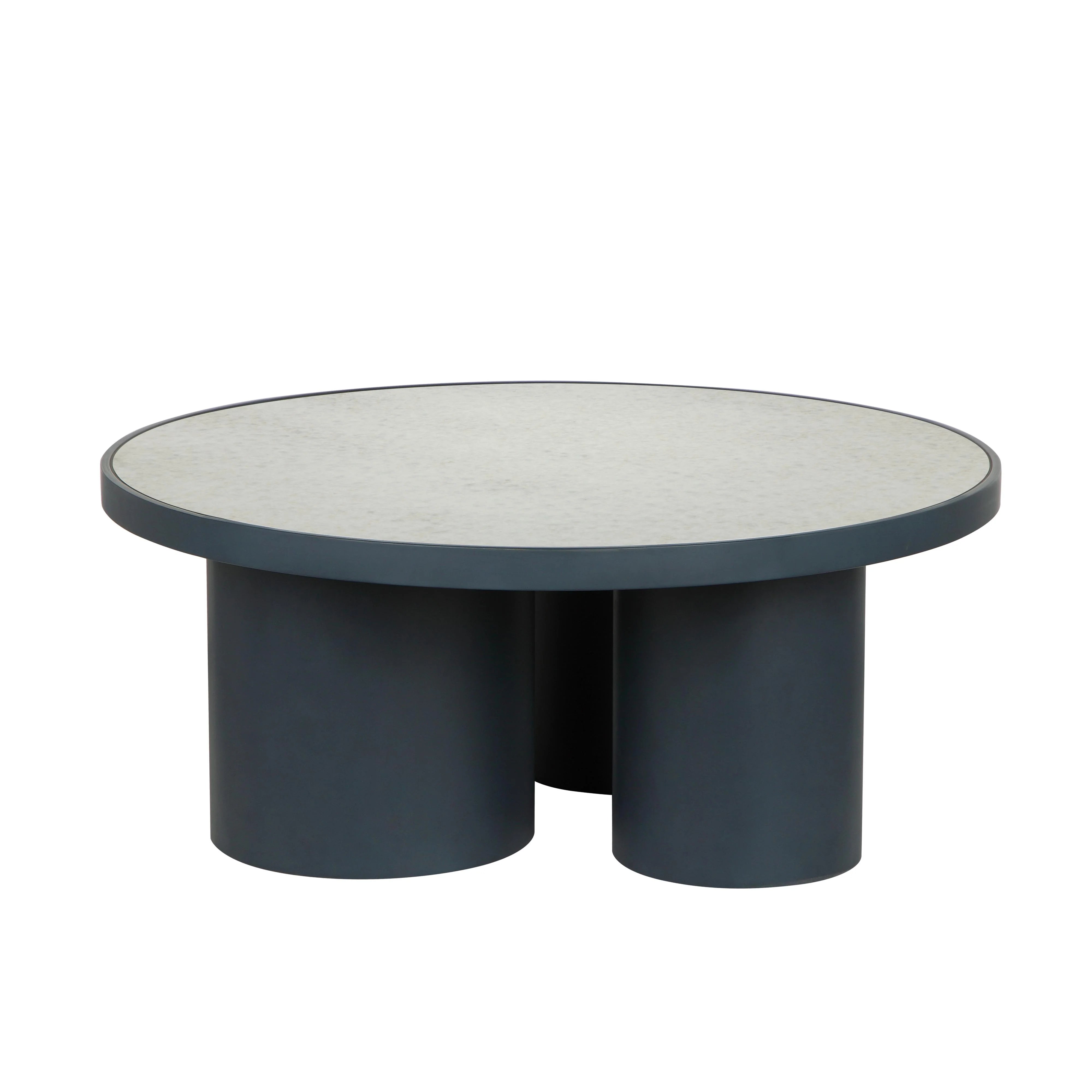 Nautilus 36" Antique Silver Mirrored Round Coffee Table