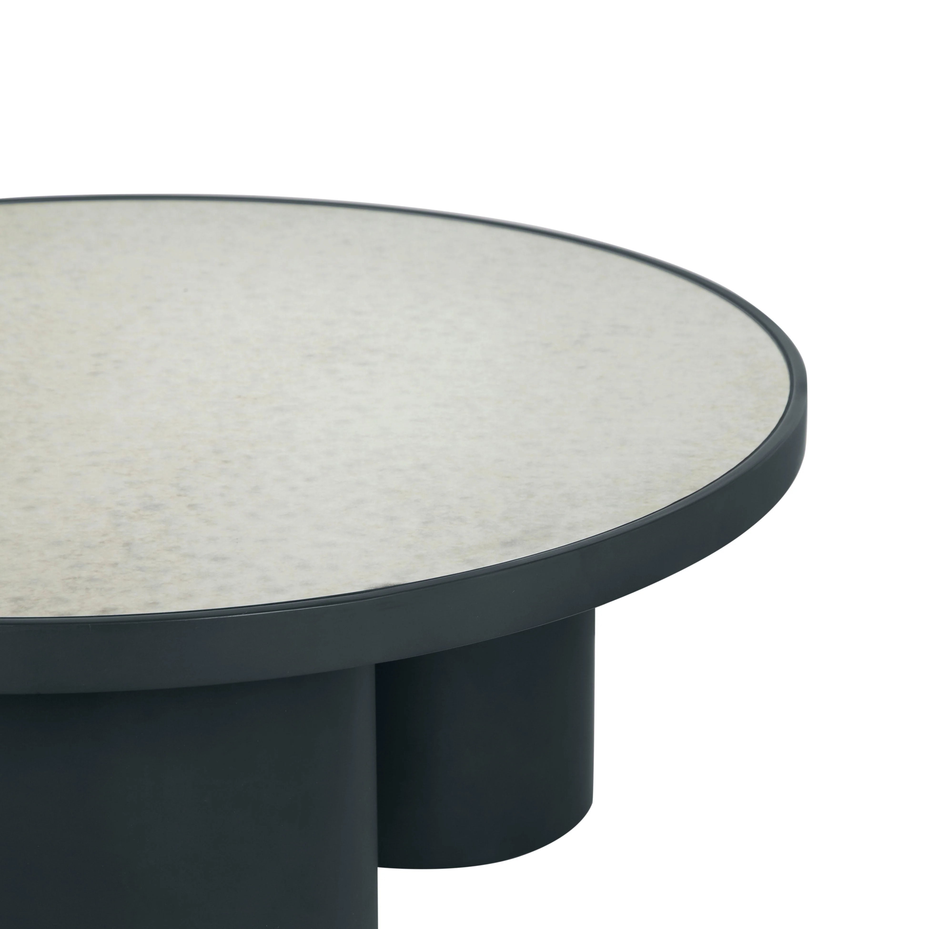 Nautilus 36" Antique Silver Mirrored Round Coffee Table