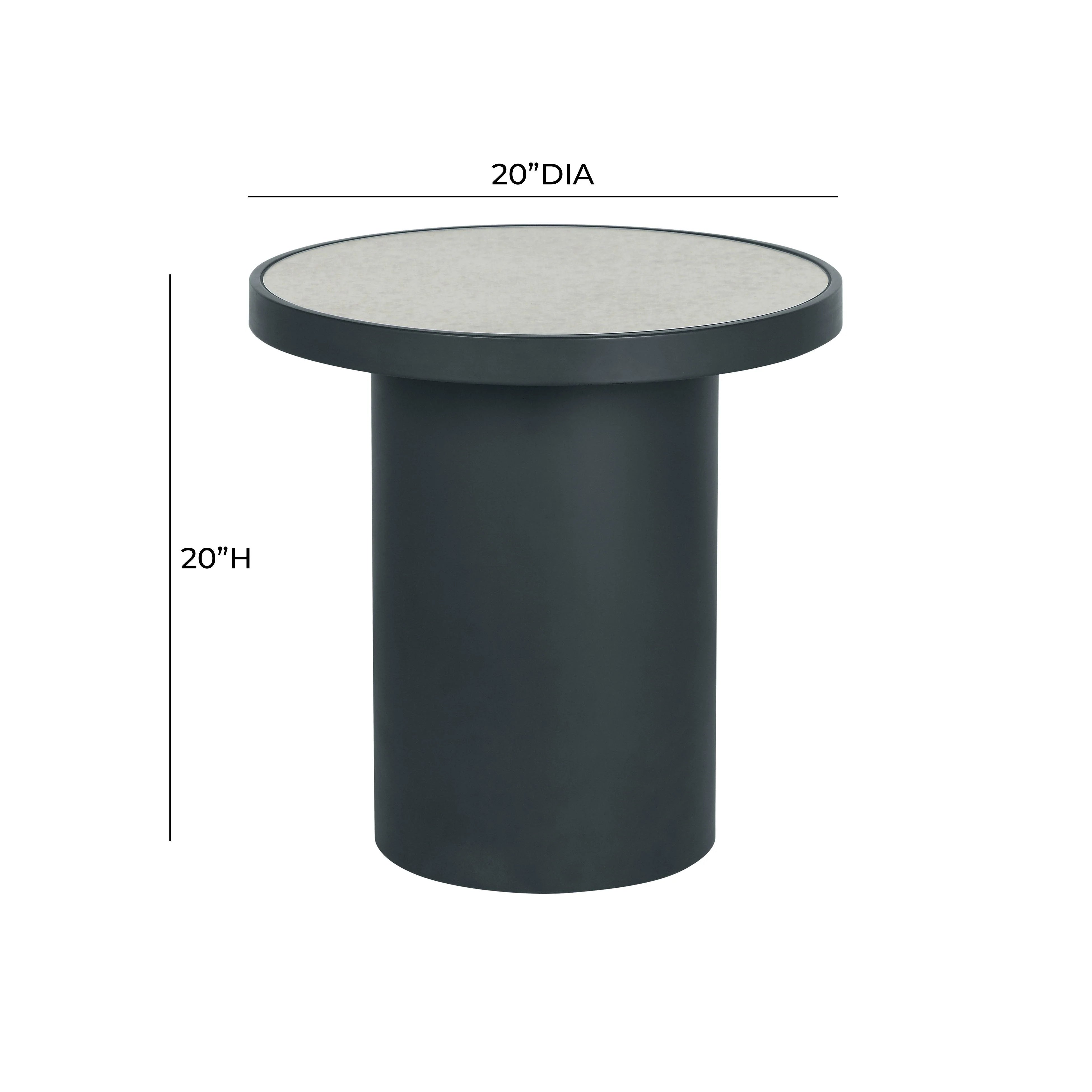 Nautilus Antique Silver Mirrored Round Side Table