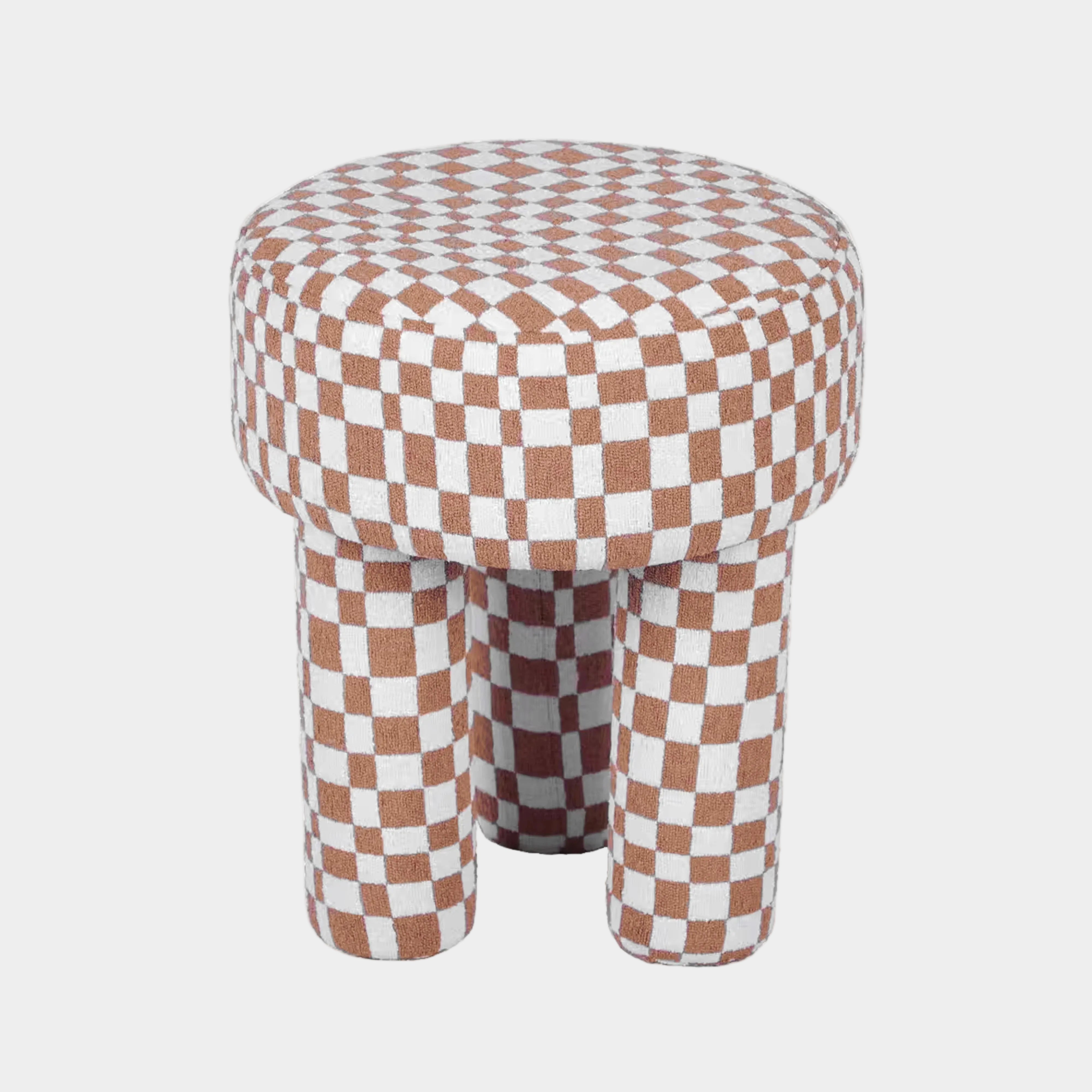Claire Brown Checkered Boucle Stool