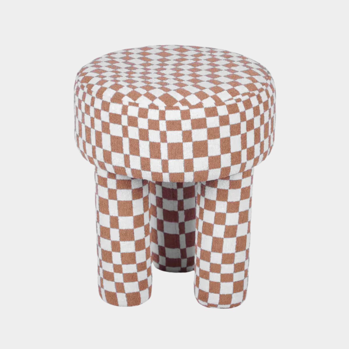 Claire Brown Checkered Boucle Stool