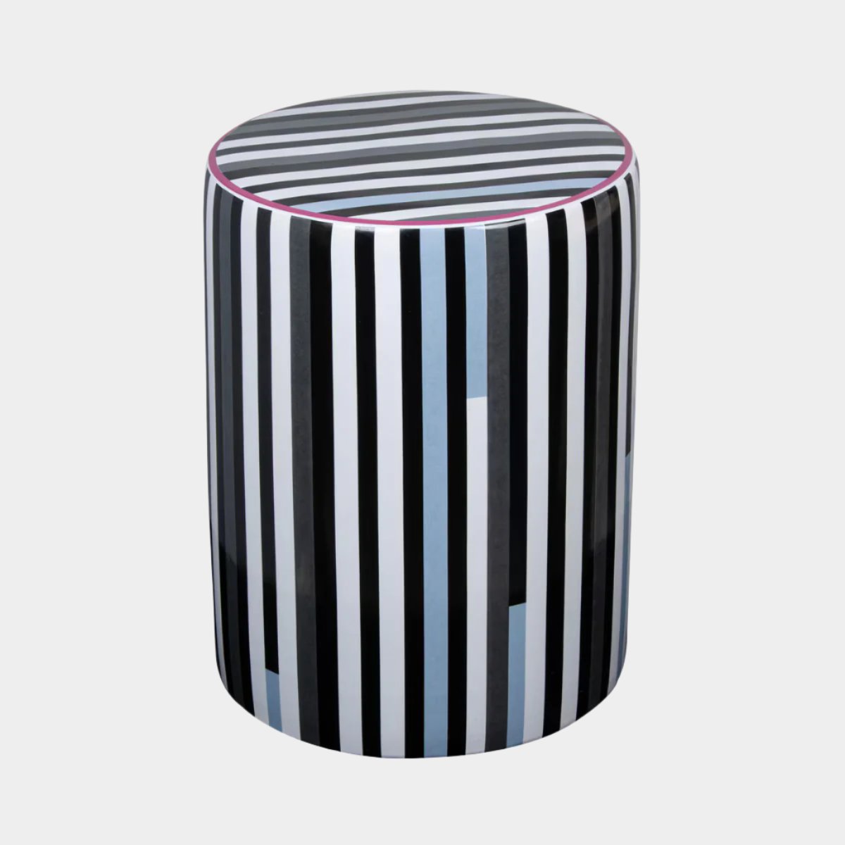 Taurus Ceramic Stool in Modern Stripes Print