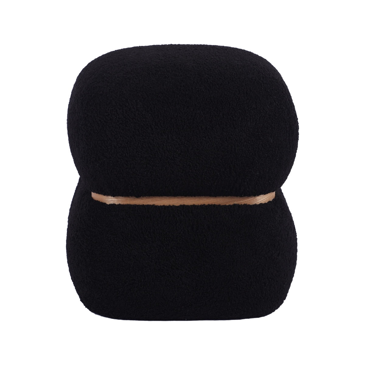 Pouf en peau de mouton vegan noir Helga 