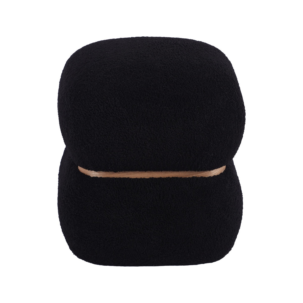 Pouf en peau de mouton vegan noir Helga 