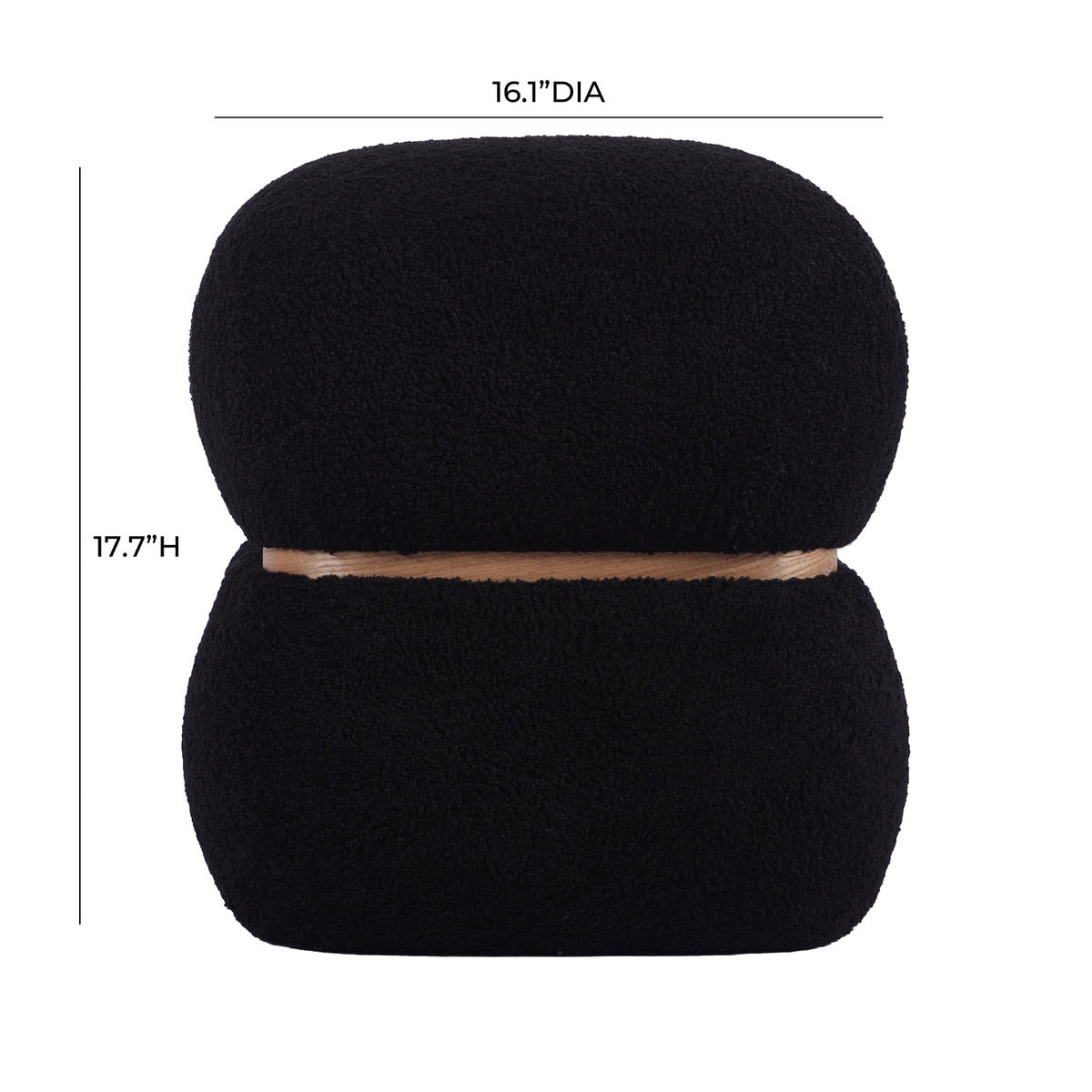 Pouf en peau de mouton vegan noir Helga 