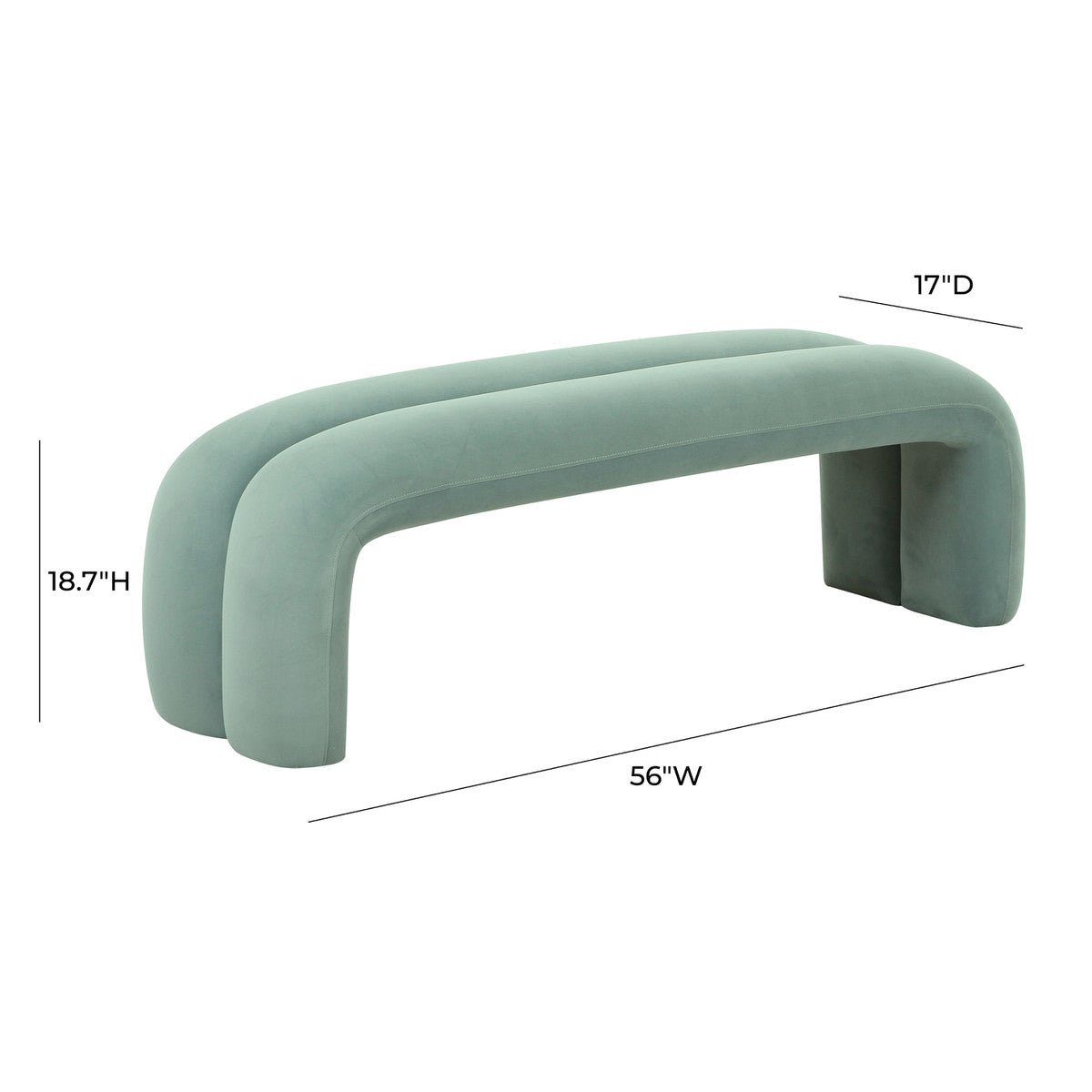 Banc canalisé en velours Leigh 