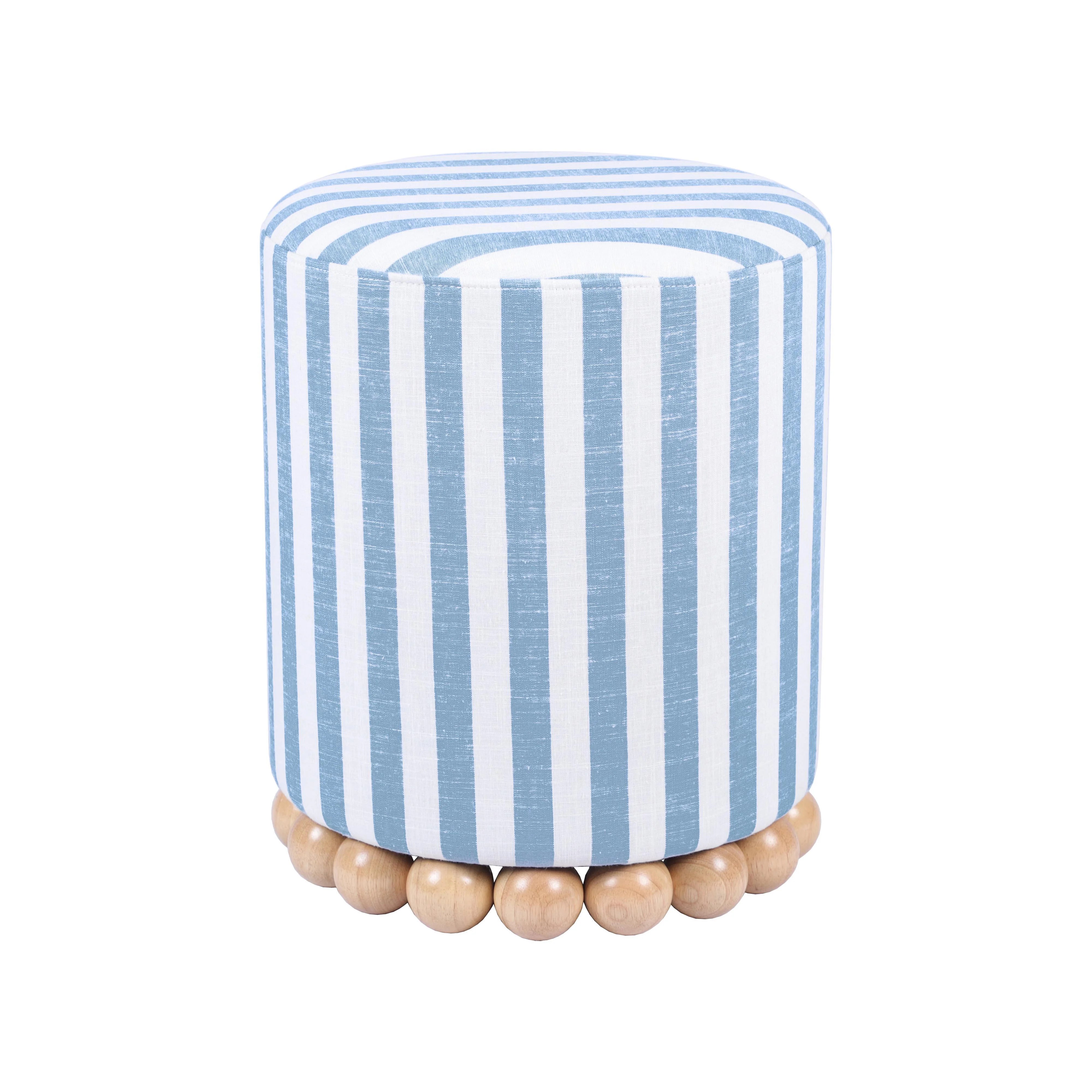 Dex Striped Linen Ottomans