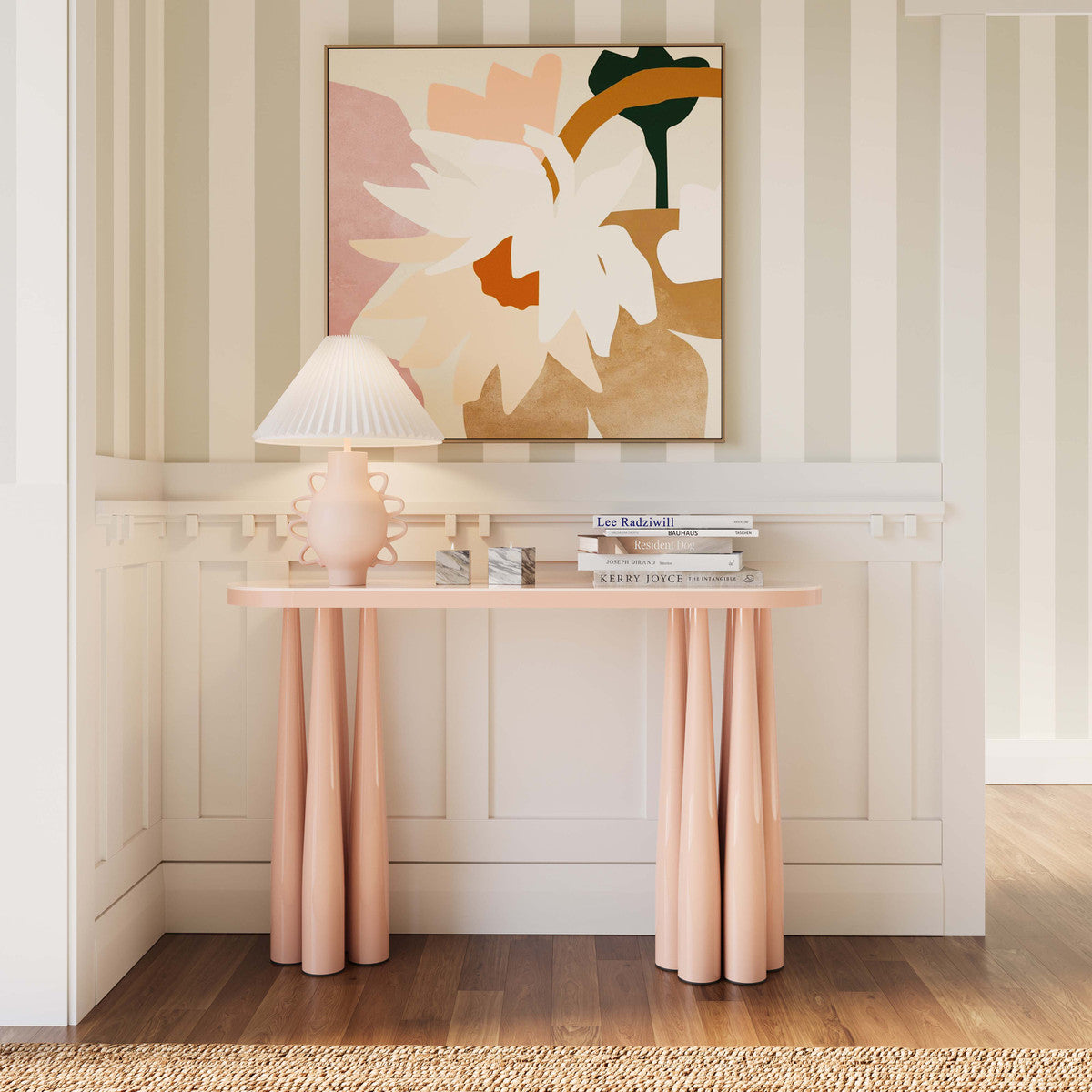 Titan Peach Rose Glossy Console Table