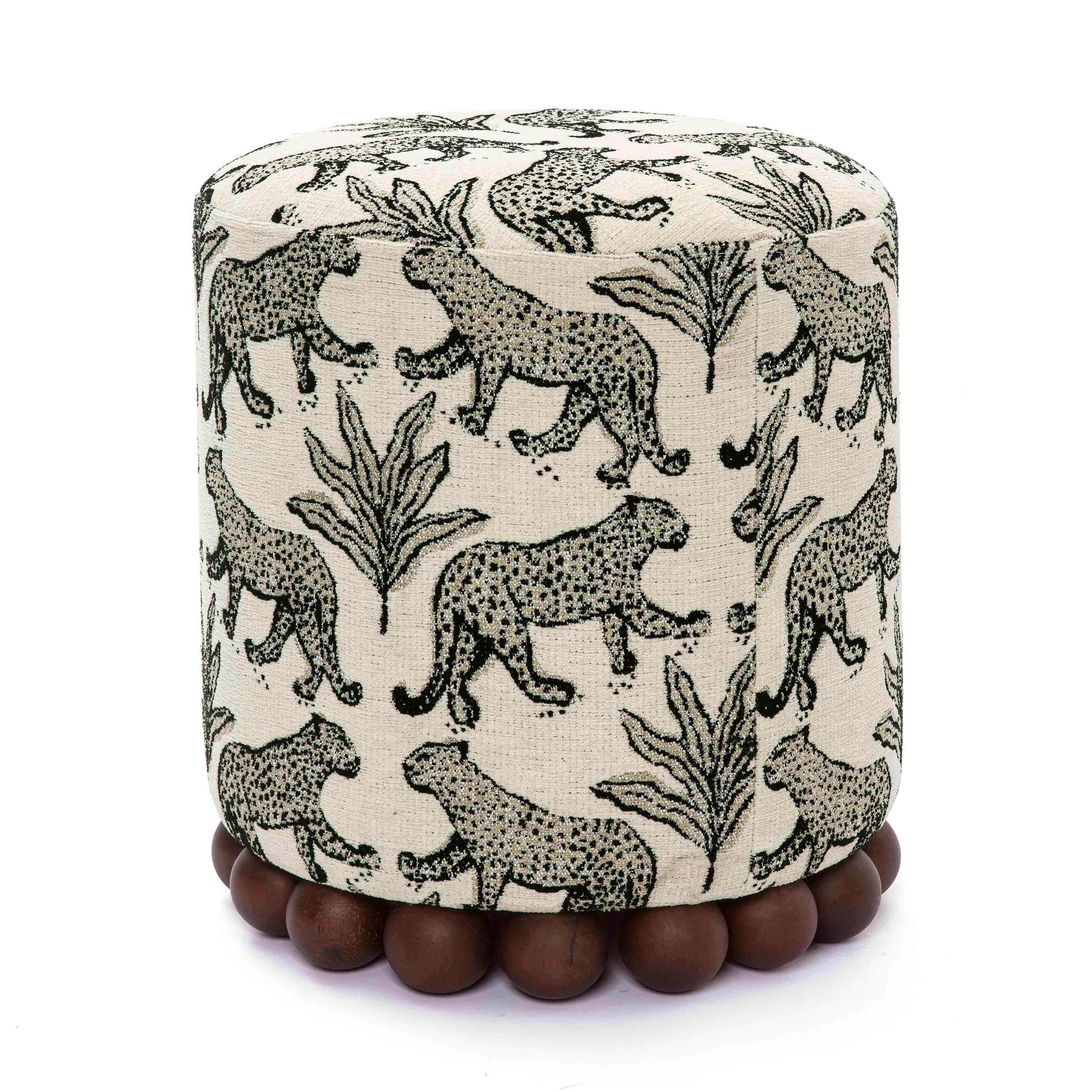 Dex Leopard Performance Jacquard Ottoman