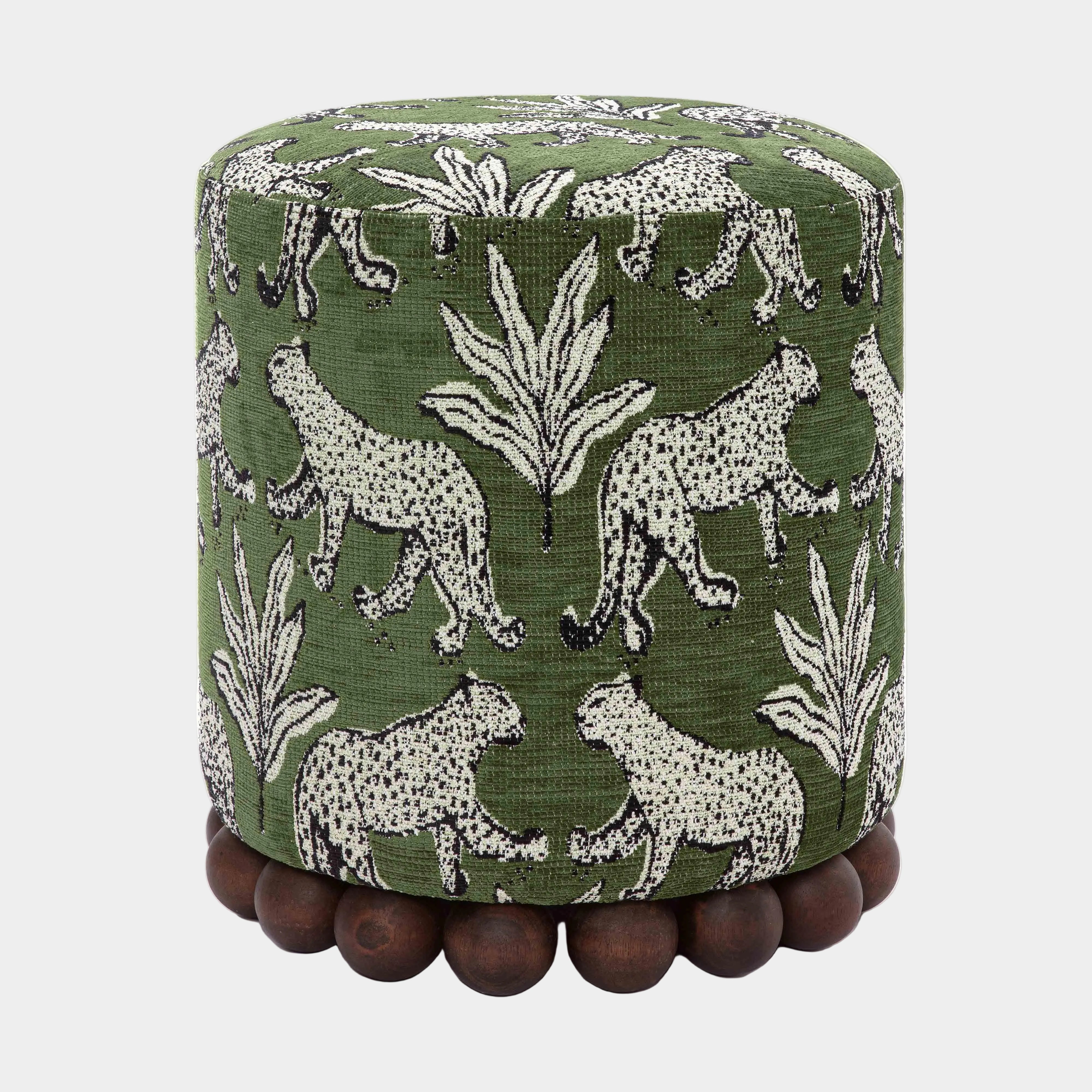 Dex Leopard Performance Jacquard Ottoman