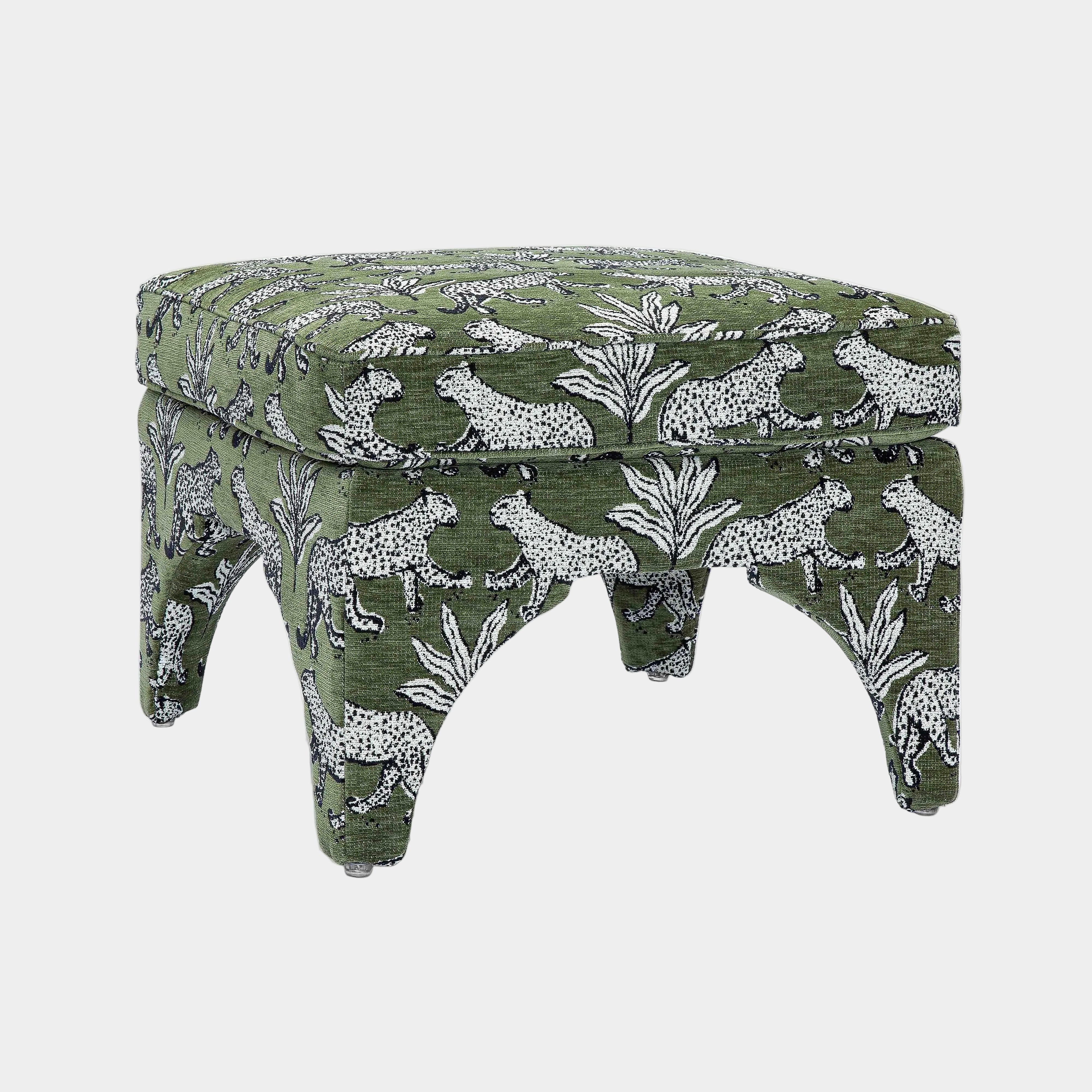 Raji Leopard Performance Jacquard Ottoman