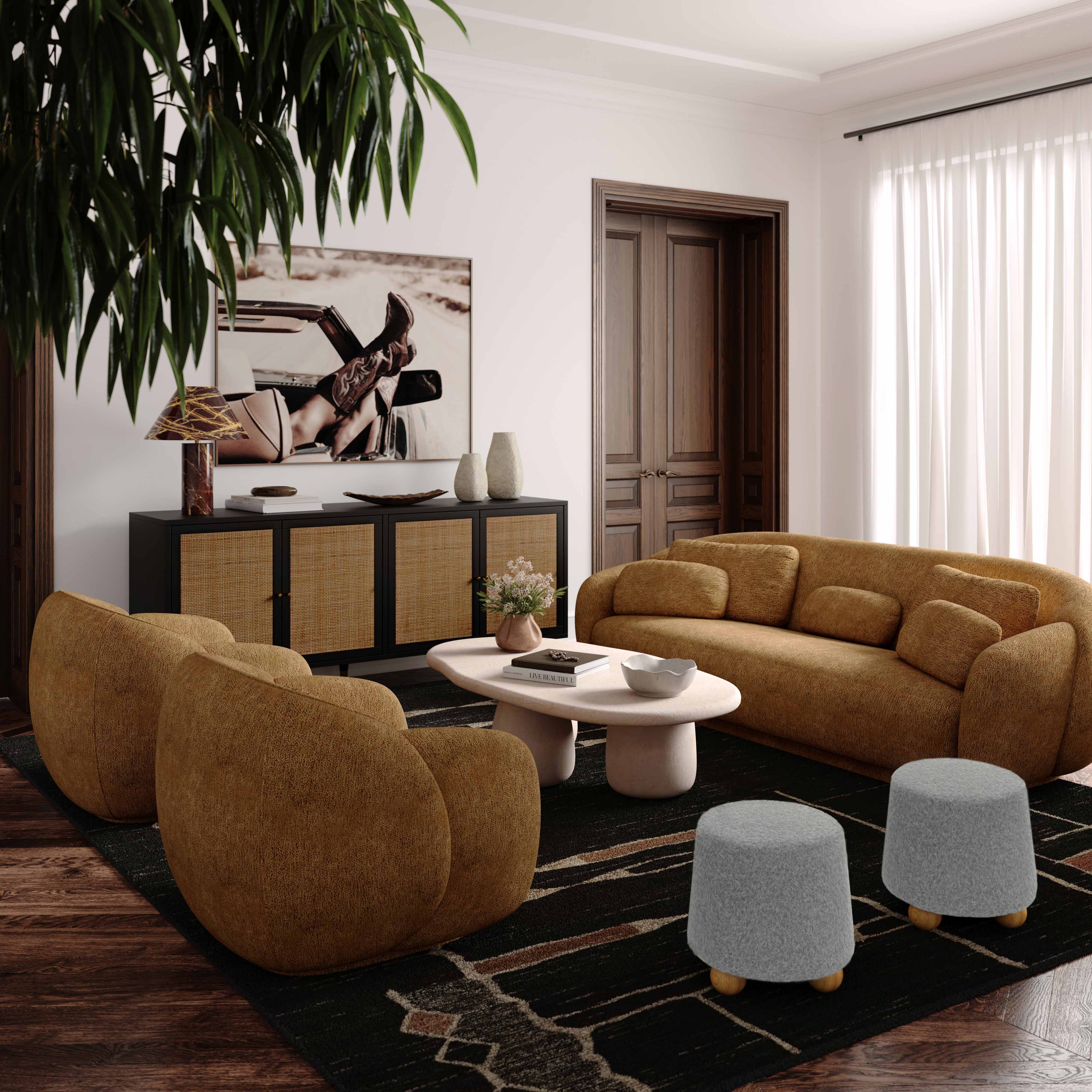 Jaine Contract-Grade Faux Mohair Ottoman