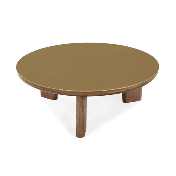 Oani Walnut and Glass Round Coffee Table