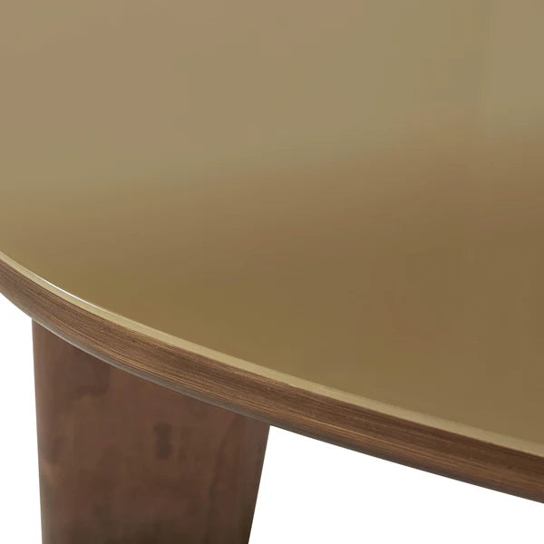 Oani Walnut and Glass Triangular Coffee Table
