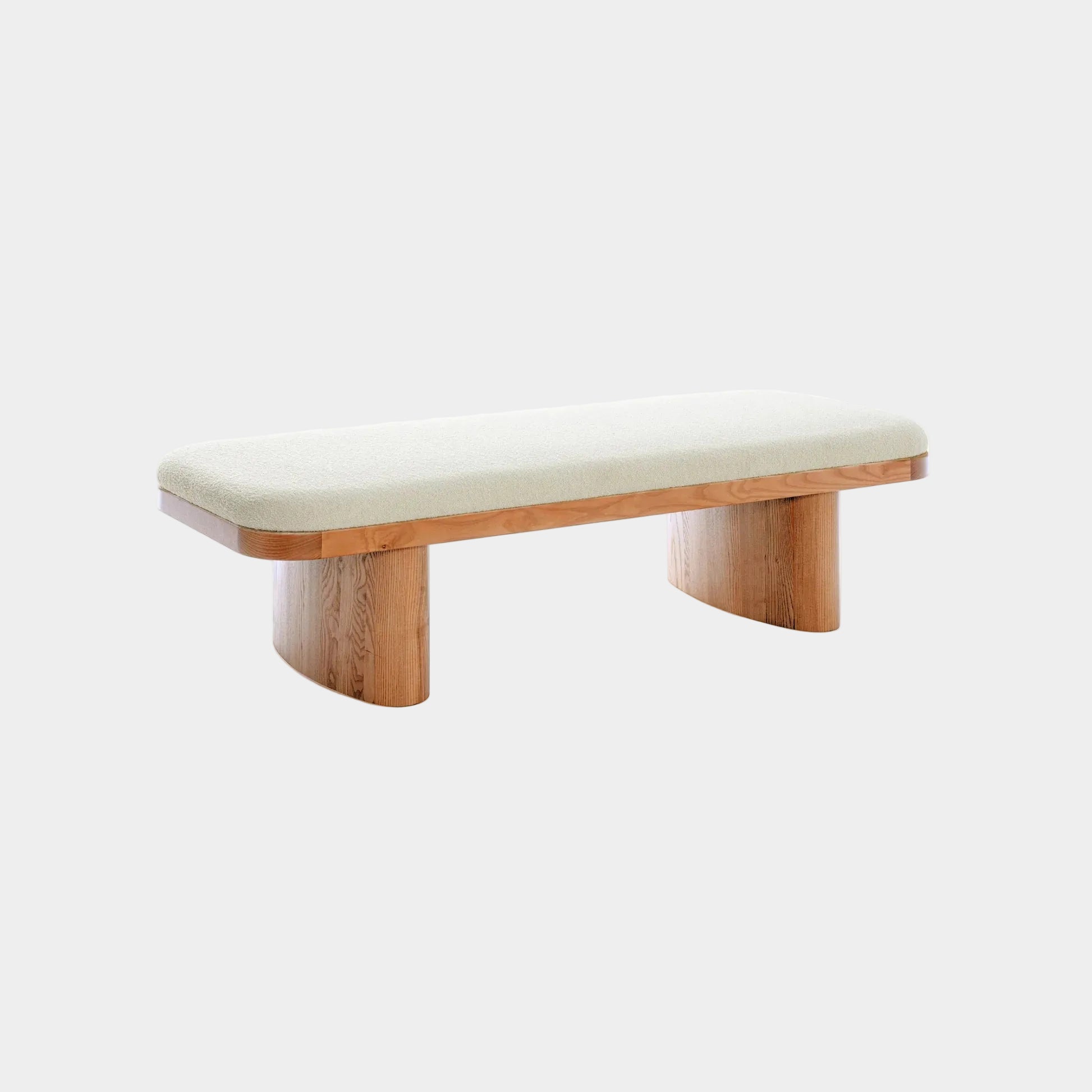 Ollie 56.5" White Performance Boucle Large Bench