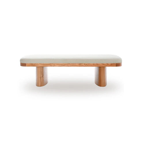Ollie 56.5" White Performance Boucle Large Bench