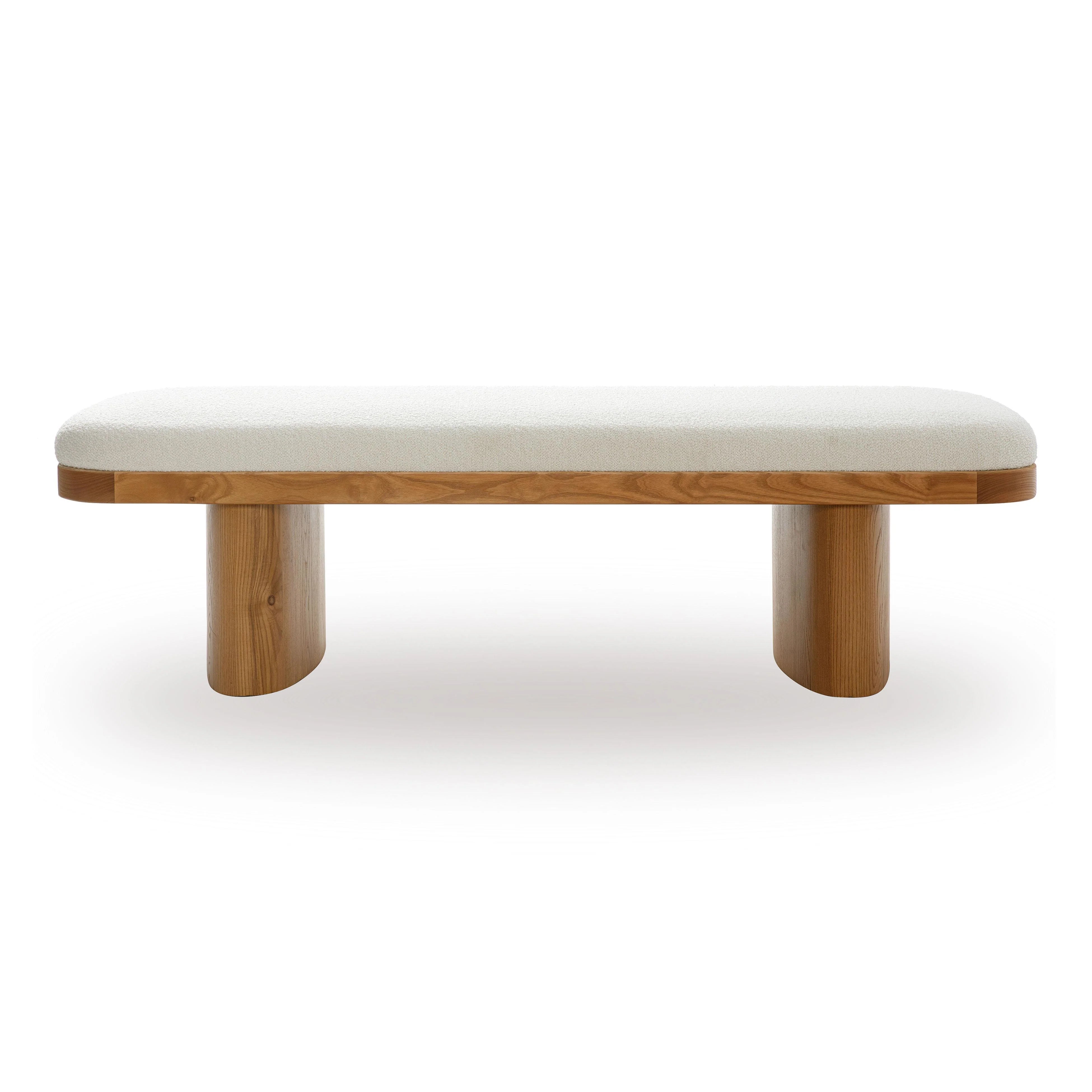 Ollie 56.5" White Performance Boucle Large Bench