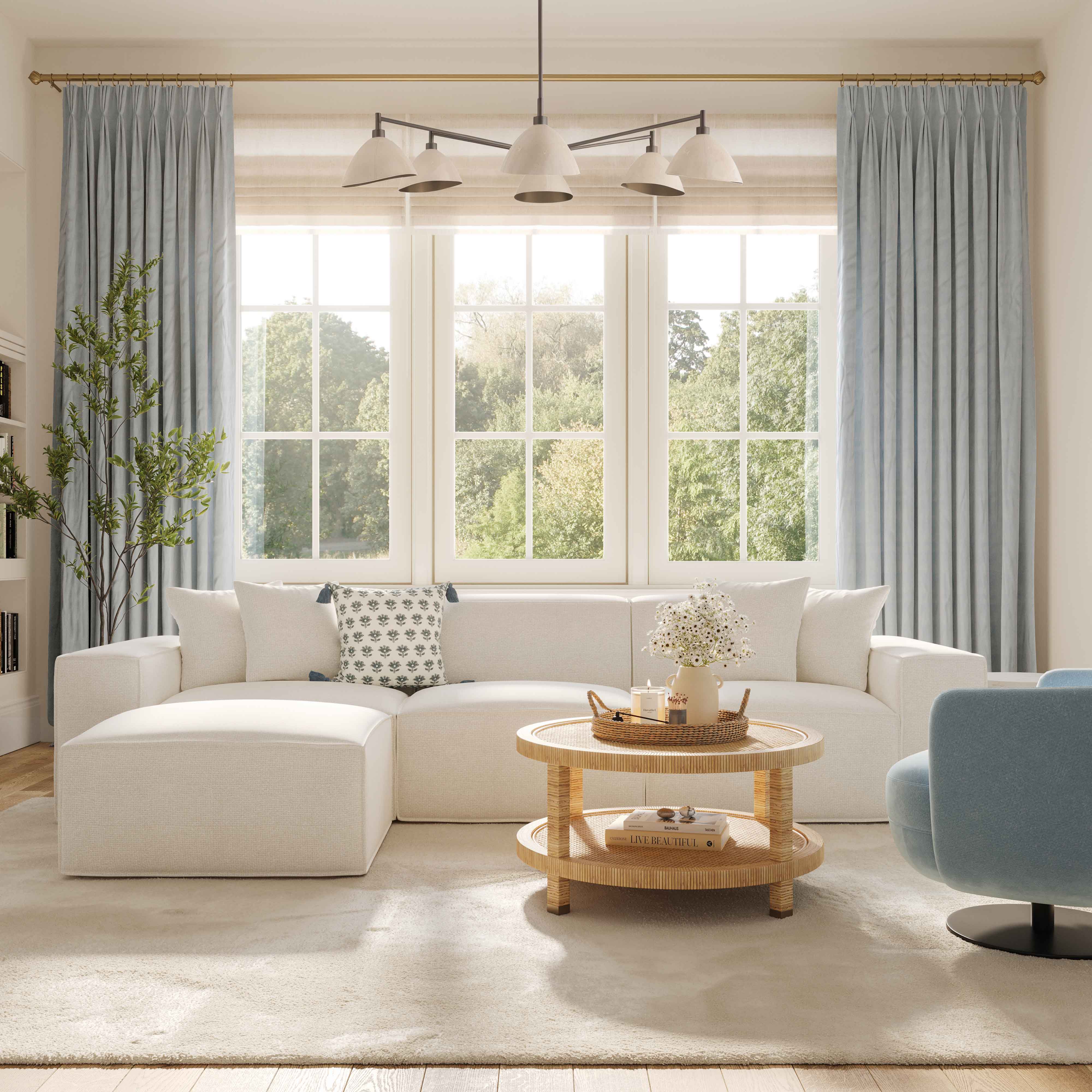 Mindy Performance Chenille Basketweave Ottoman