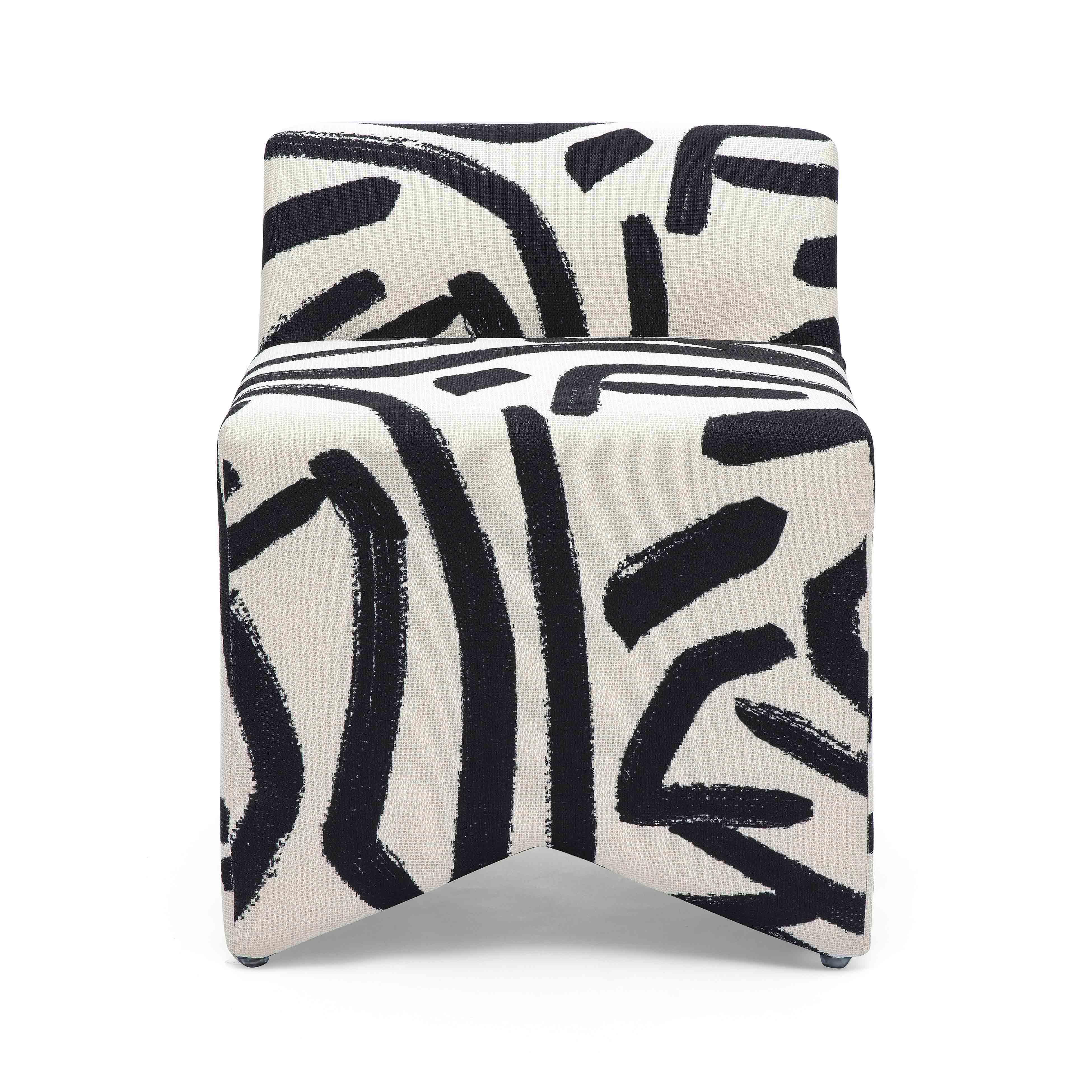 Pippa Black Brushstroke Print Contract Grade Accent Stool