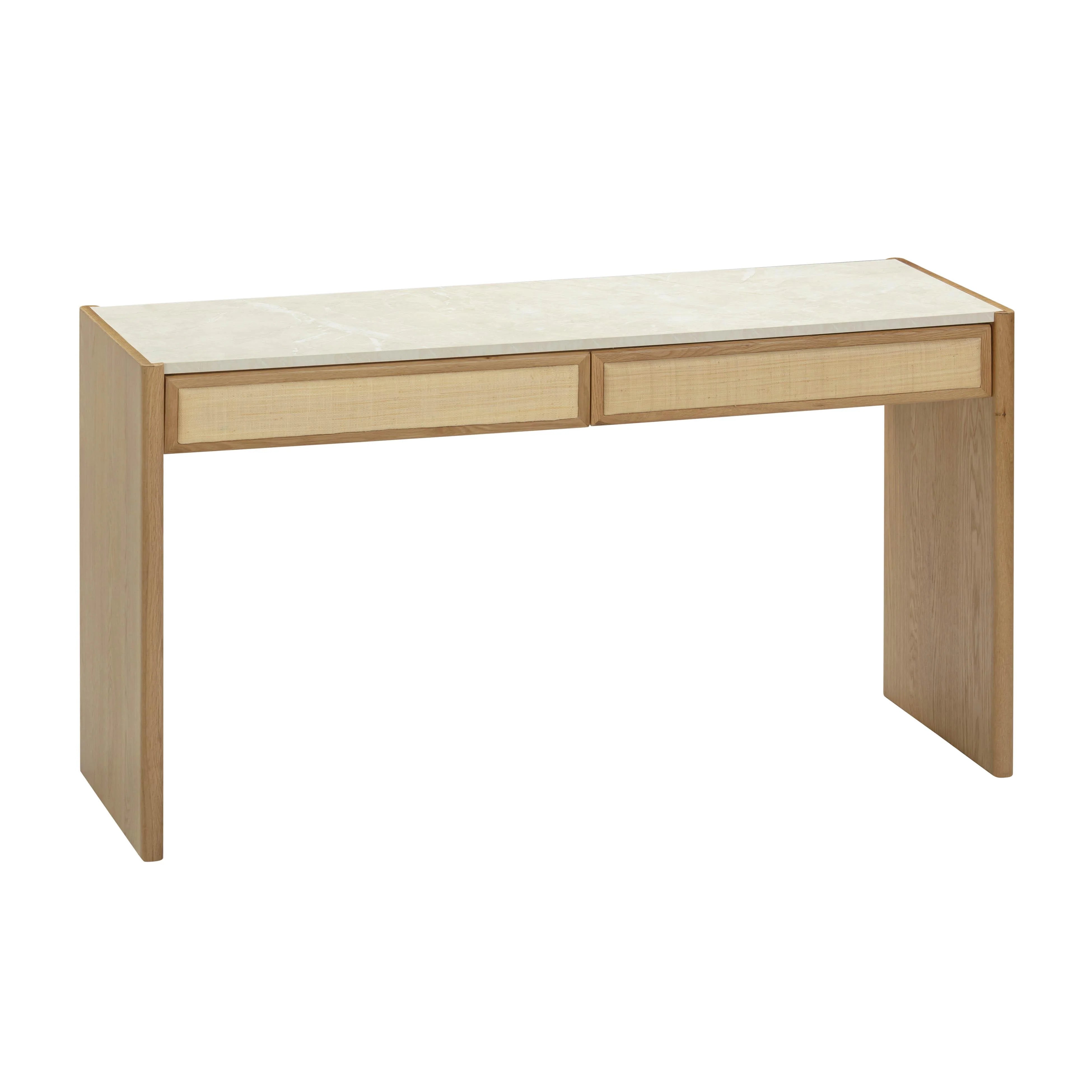 Paige 56" Natural Oak 2-Drawer Console Desk
