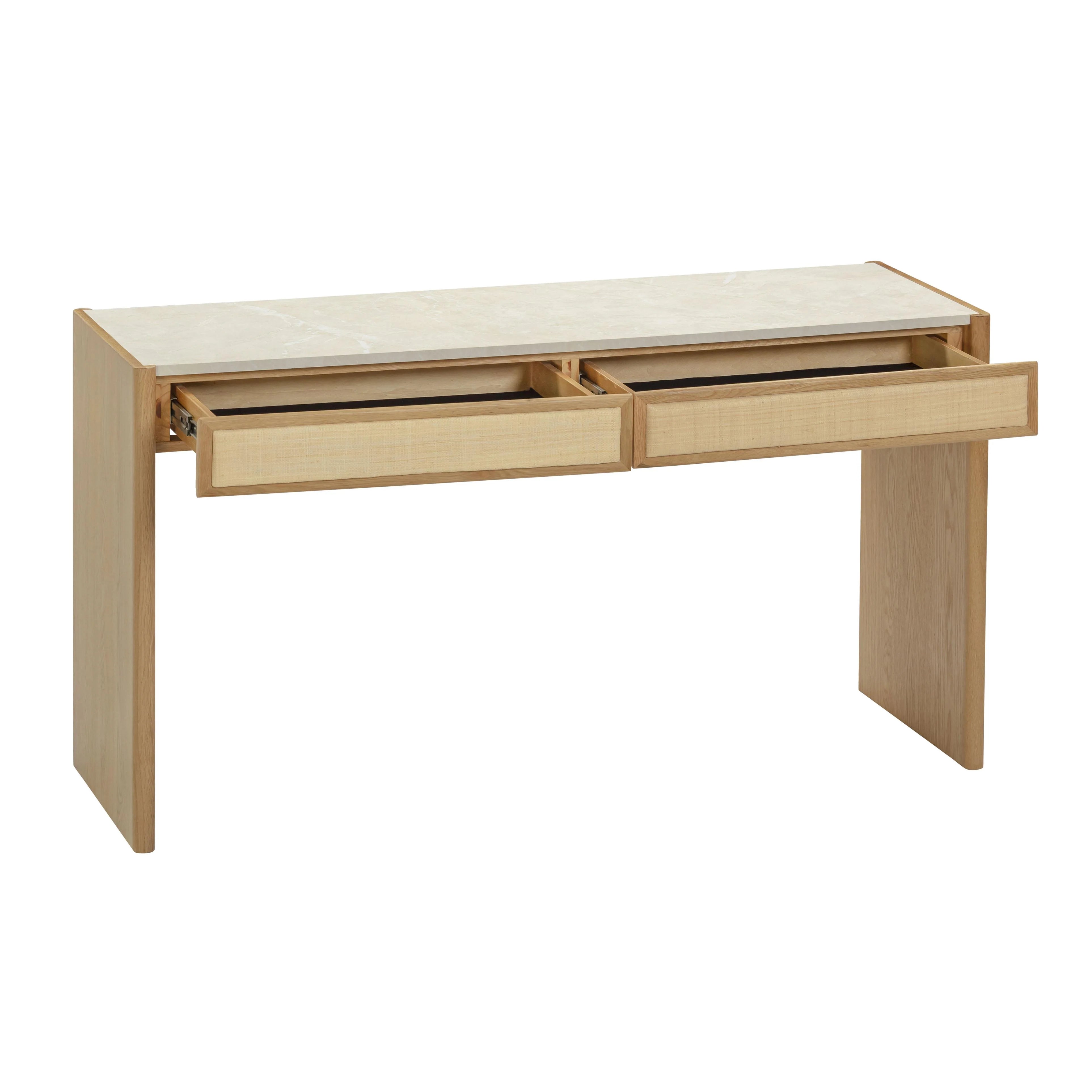 Paige 56" Natural Oak 2-Drawer Console Desk